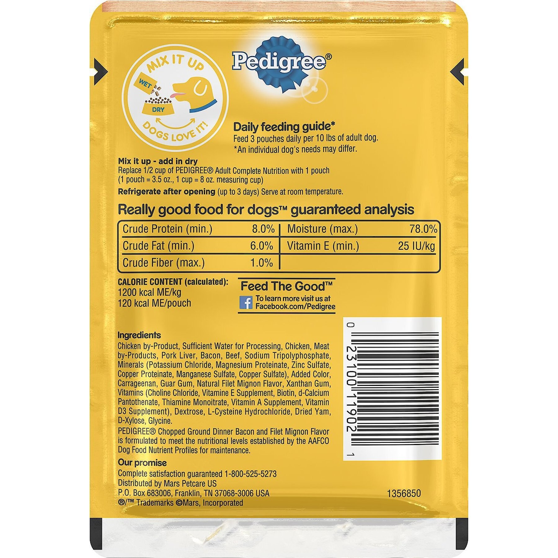 Pedigree Chopped Ground Dinner Bacon & Filet Mignon Flavor Wet Dog Food