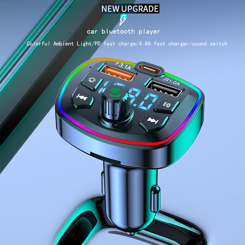 Bluetooth 5.0 FM Transmitter Wireless Adapter Mic Audio Receiver Auto MP3 Player 2.1A Dual USB Fast Charger Car Accessories