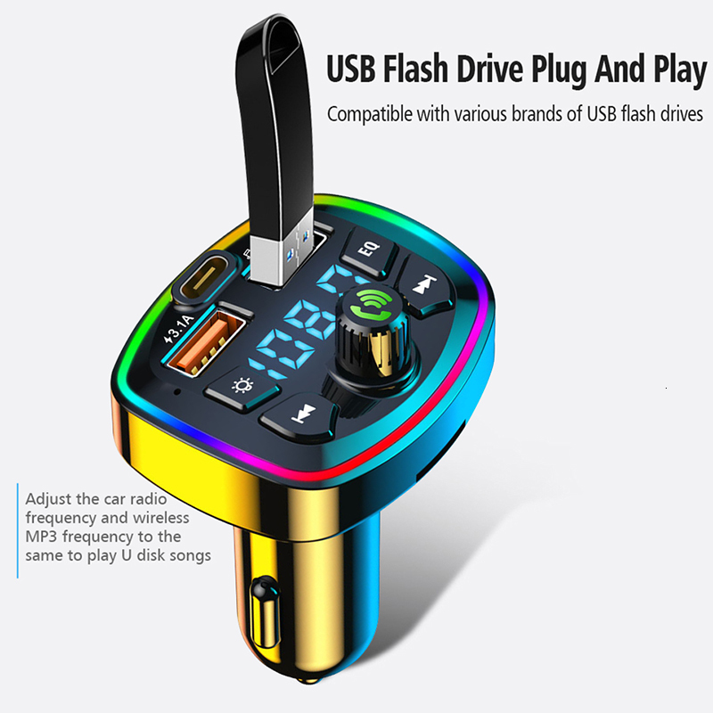 Bluetooth 5.0 FM Transmitter Wireless Adapter Mic Audio Receiver Auto MP3 Player 2.1A Dual USB Fast Charger Car Accessories