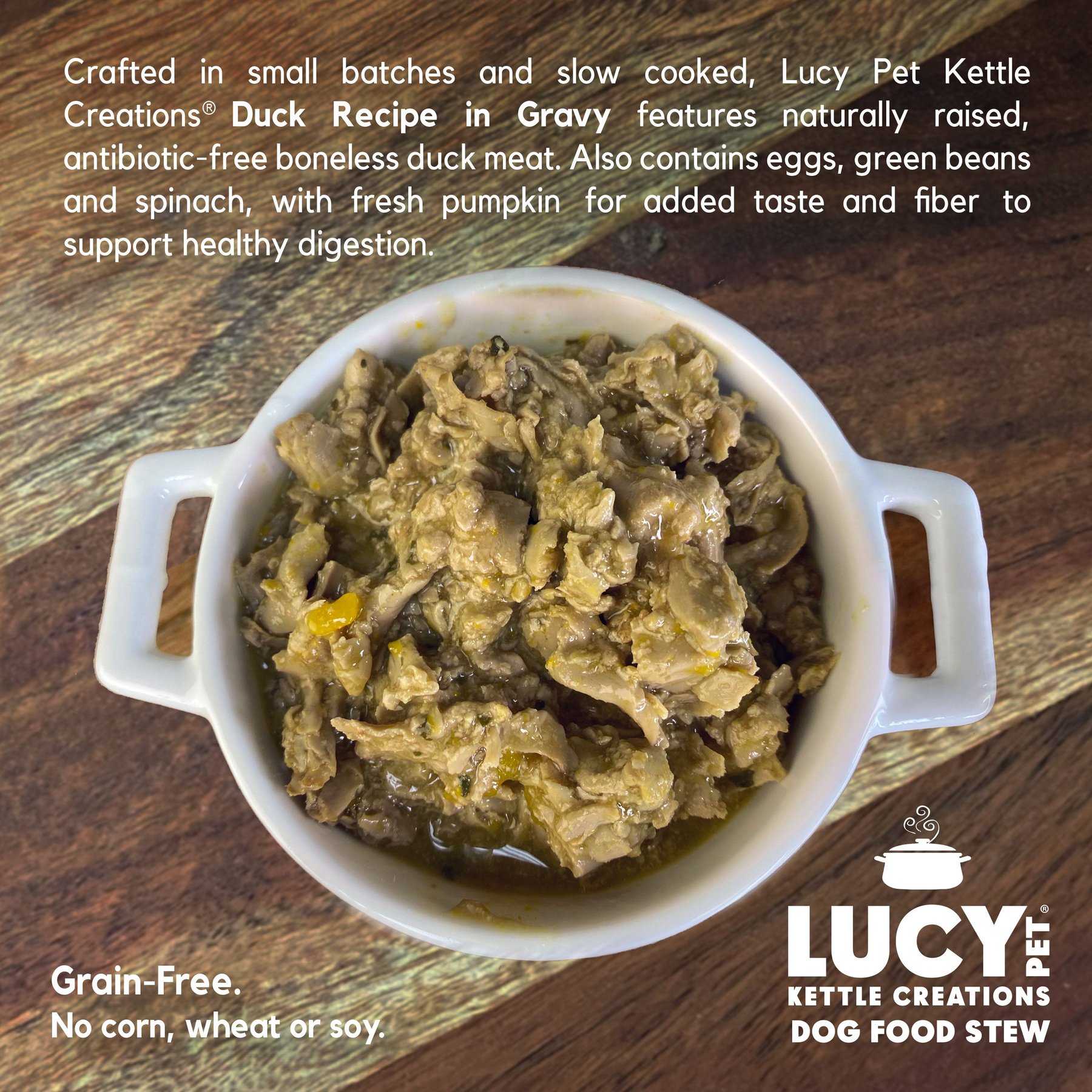 Lucy Pet Products Kettle Creations Duck Recipe in Gravy Wet Dog Food, 12.5-oz can, case of 12