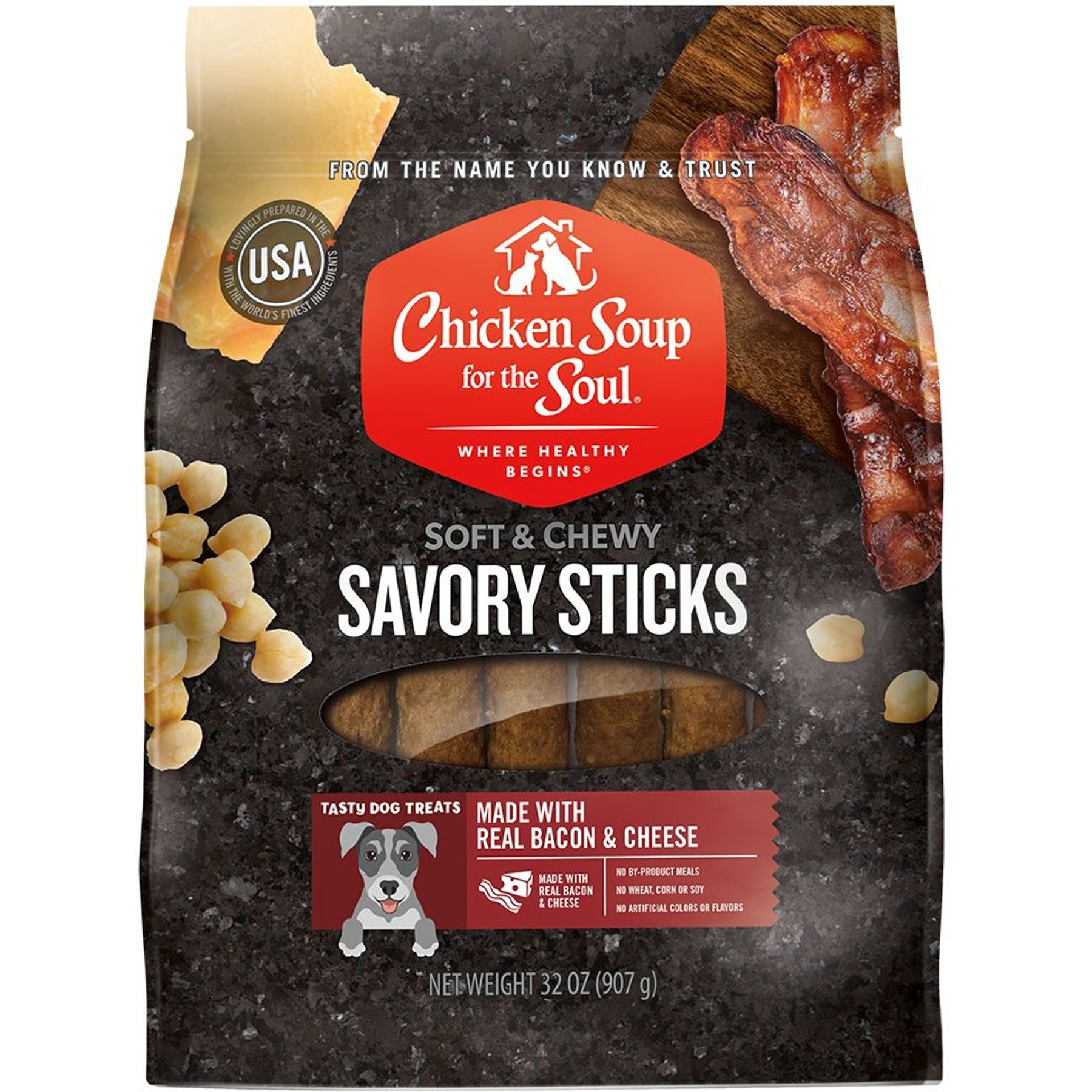 Chicken Soup for the Soul Savory Sticks Real Bacon & Cheese Grain-Free Dog Treats