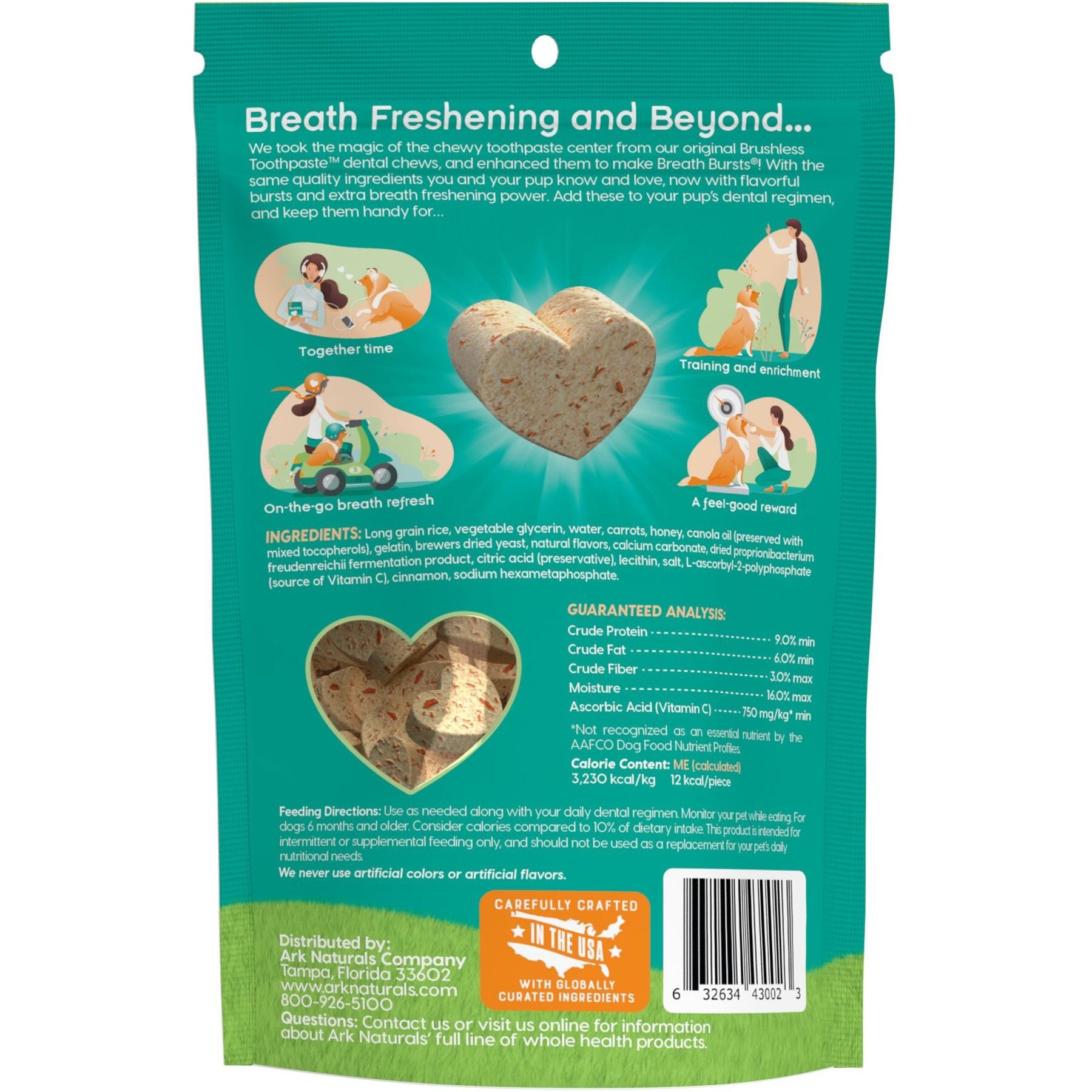 Ark Naturals Breath Bursts Cinnamon Bits Small Dental Dog Treats, 4-oz bag