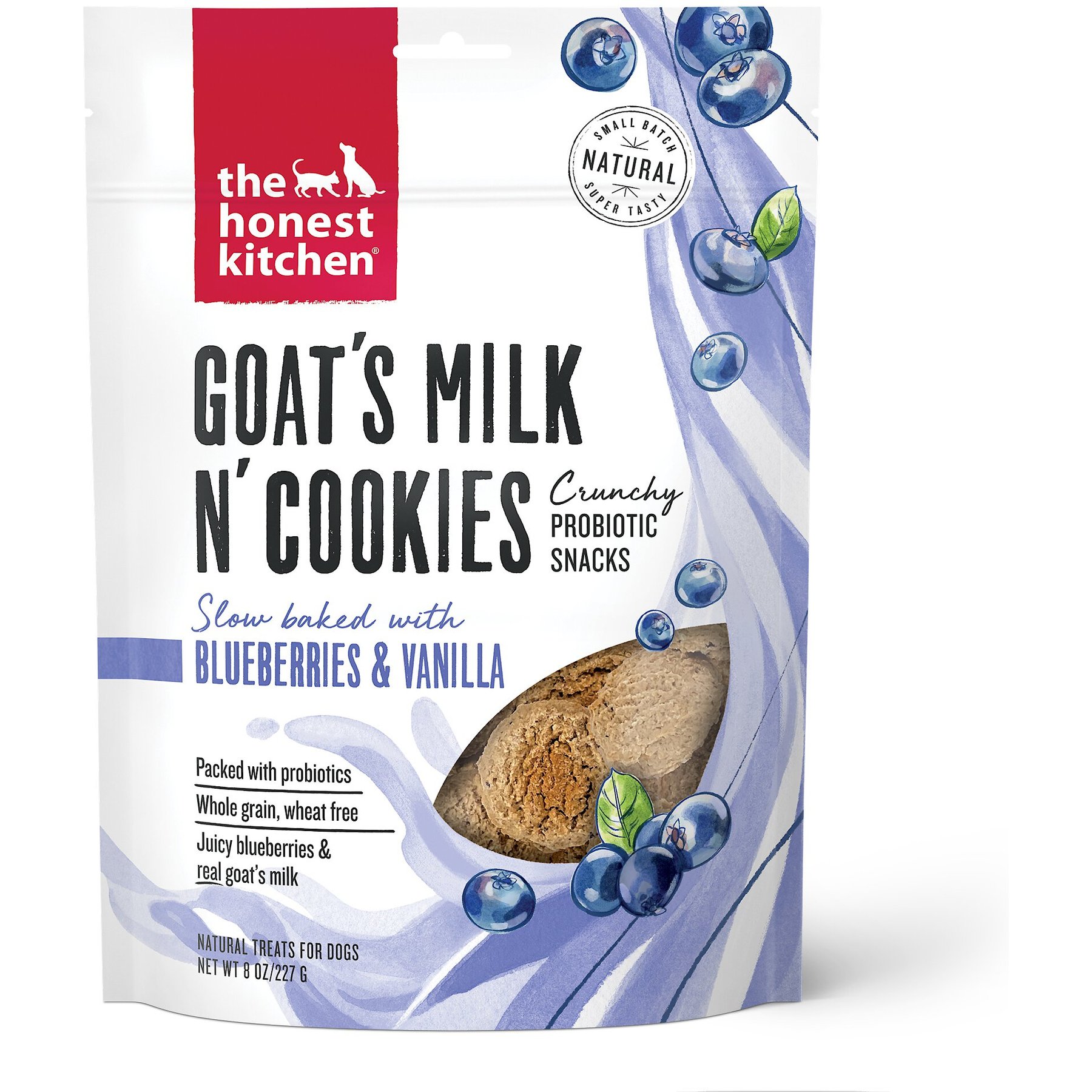 The Honest Kitchen Goat's Milk N' Cookies Slow Baked with Blueberries & Vanilla Dog Treats, 8-oz bag