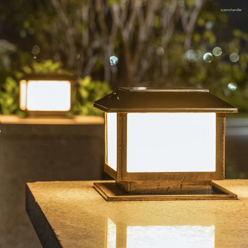 Lamps Wall LED Solar Column Head Light Control Home Courtyard Waterproof Outdoor Villa Garden Warm Retro Decorative Lamp