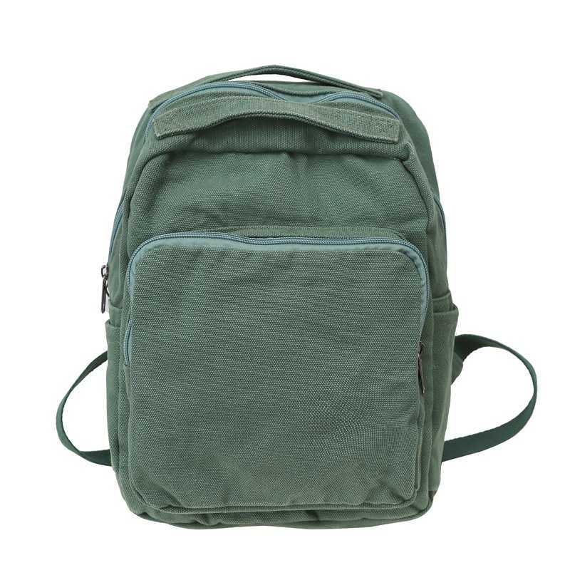Lazy style artistic backpack for female high school students, washed canvas backpack, small backpack, casual travel bag