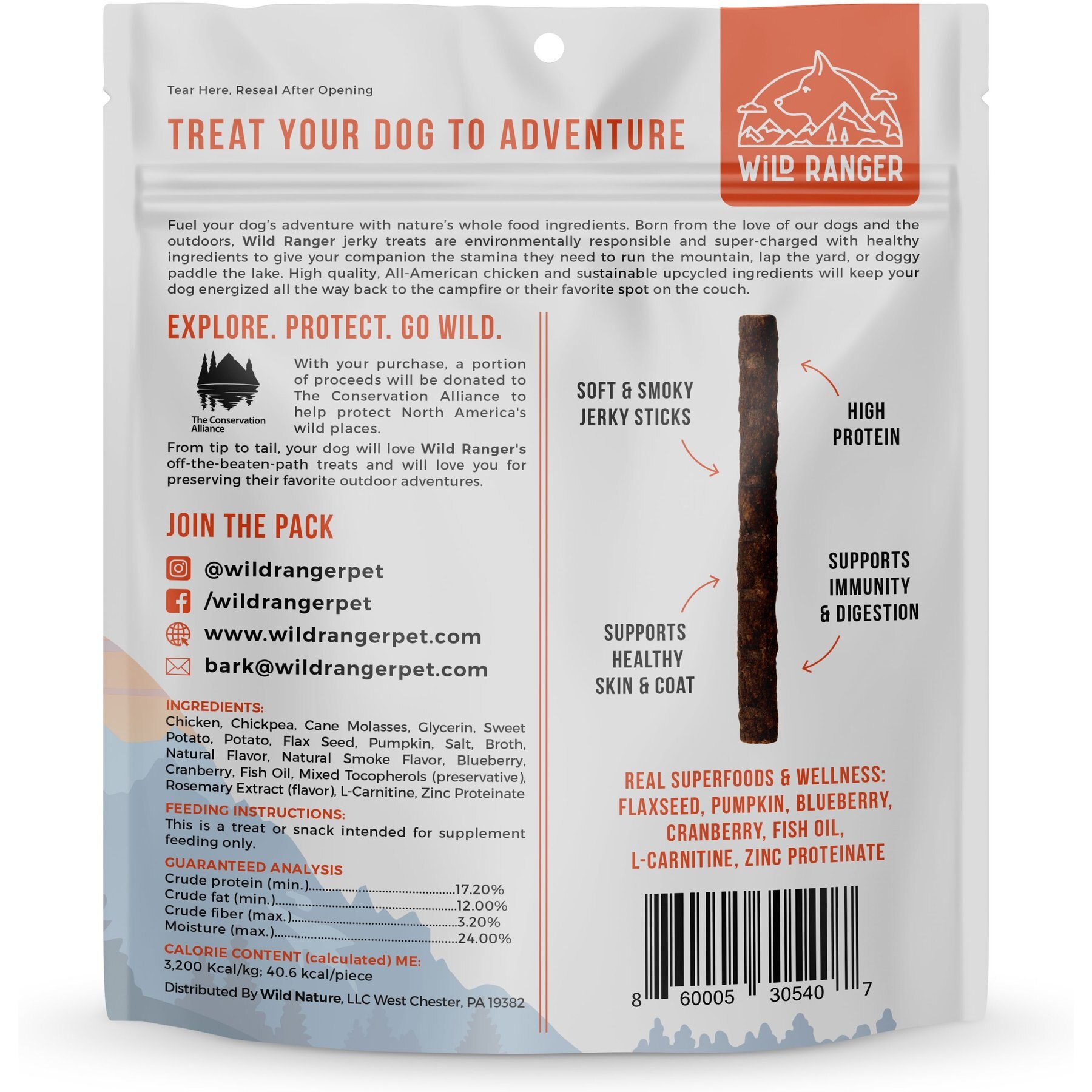 Wild Nature Chicken, Sweet Potato, Pumpkin & Flaxseed with Real Superfoods Jerky Dog Treats, 8-oz bag