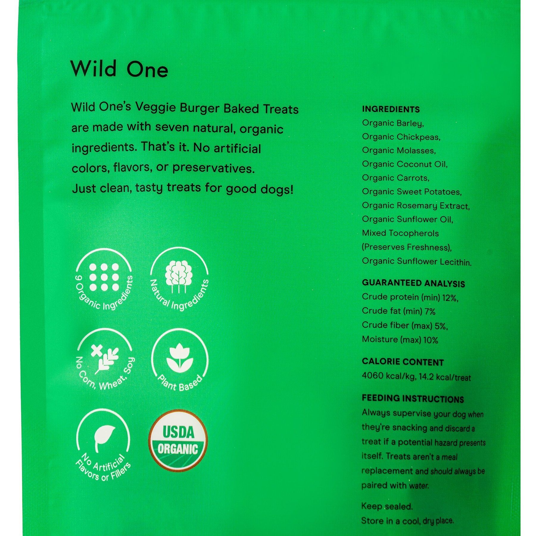 Wild One Organic Veggie Burger Baked Dog Treats, 8-oz bag