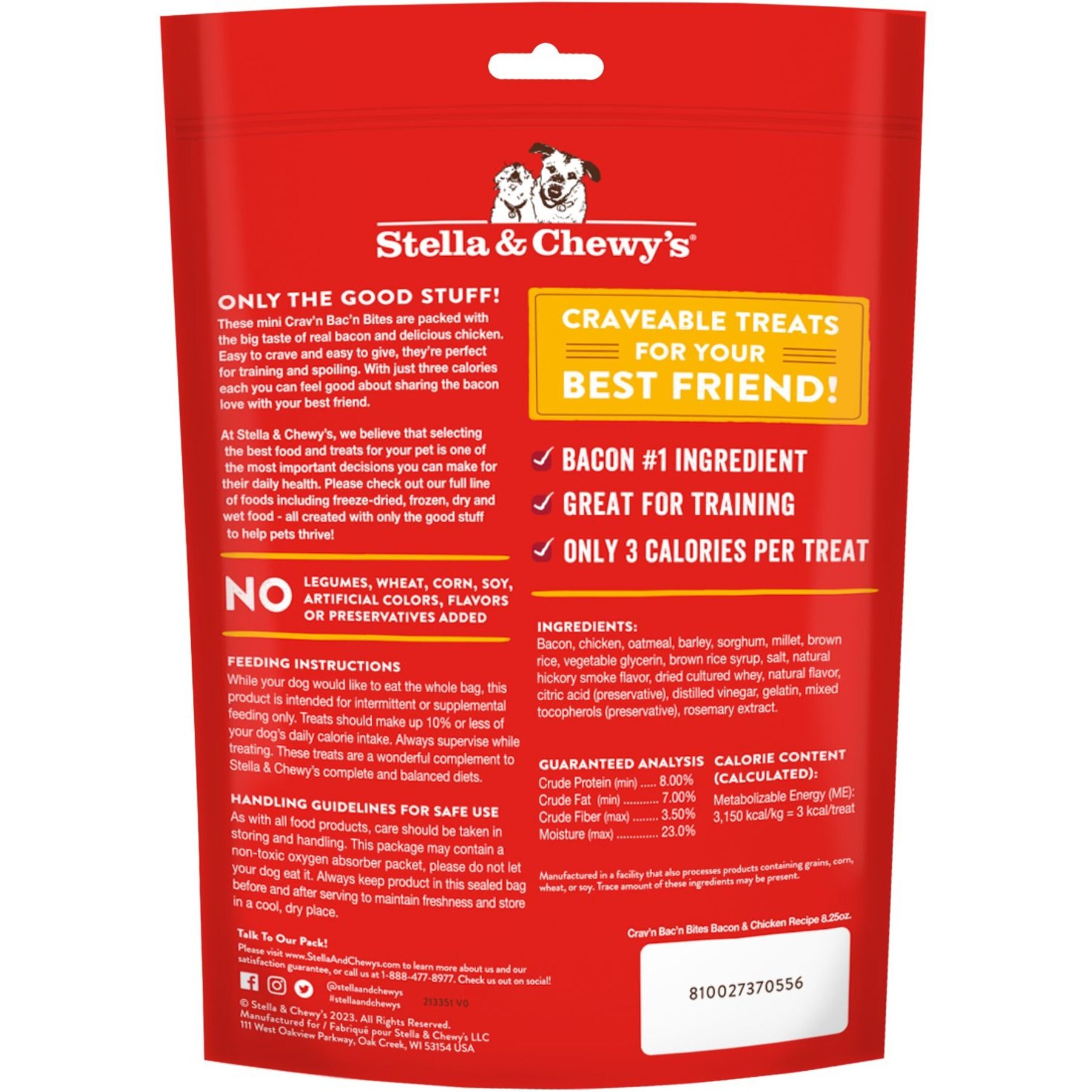 Stella & Chewy's Crav'n Bac'n Bites Bacon & Chicken Recipe Dog Treats