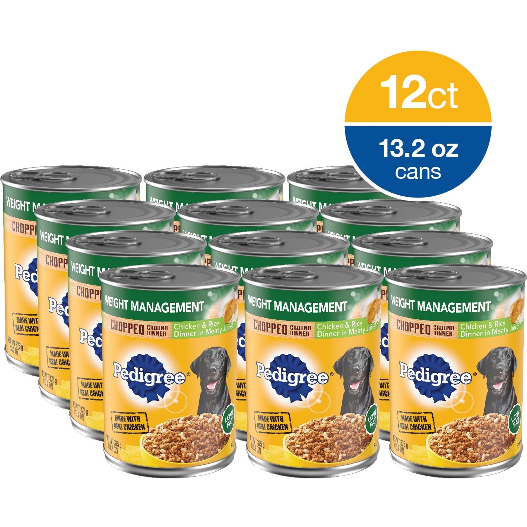 Pedigree Chopped Ground Dinner Weight Management Chicken & Rice Flavor Adult Canned Wet Dog Food