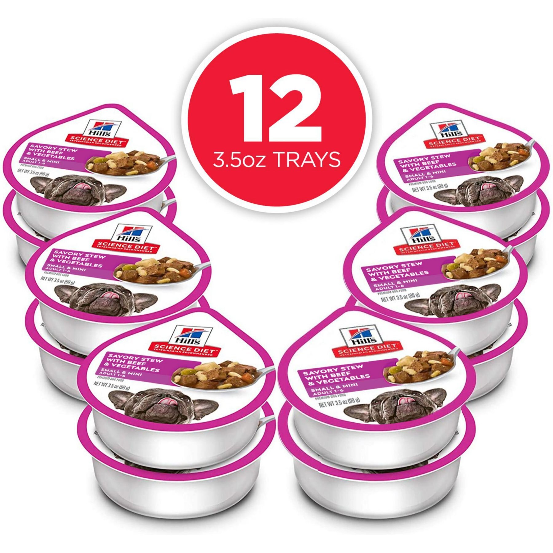 Hill's Science Diet Adult Small Breed & Mini Breed Savory Stew Beef & Vegetable Wet Dog Food Trays