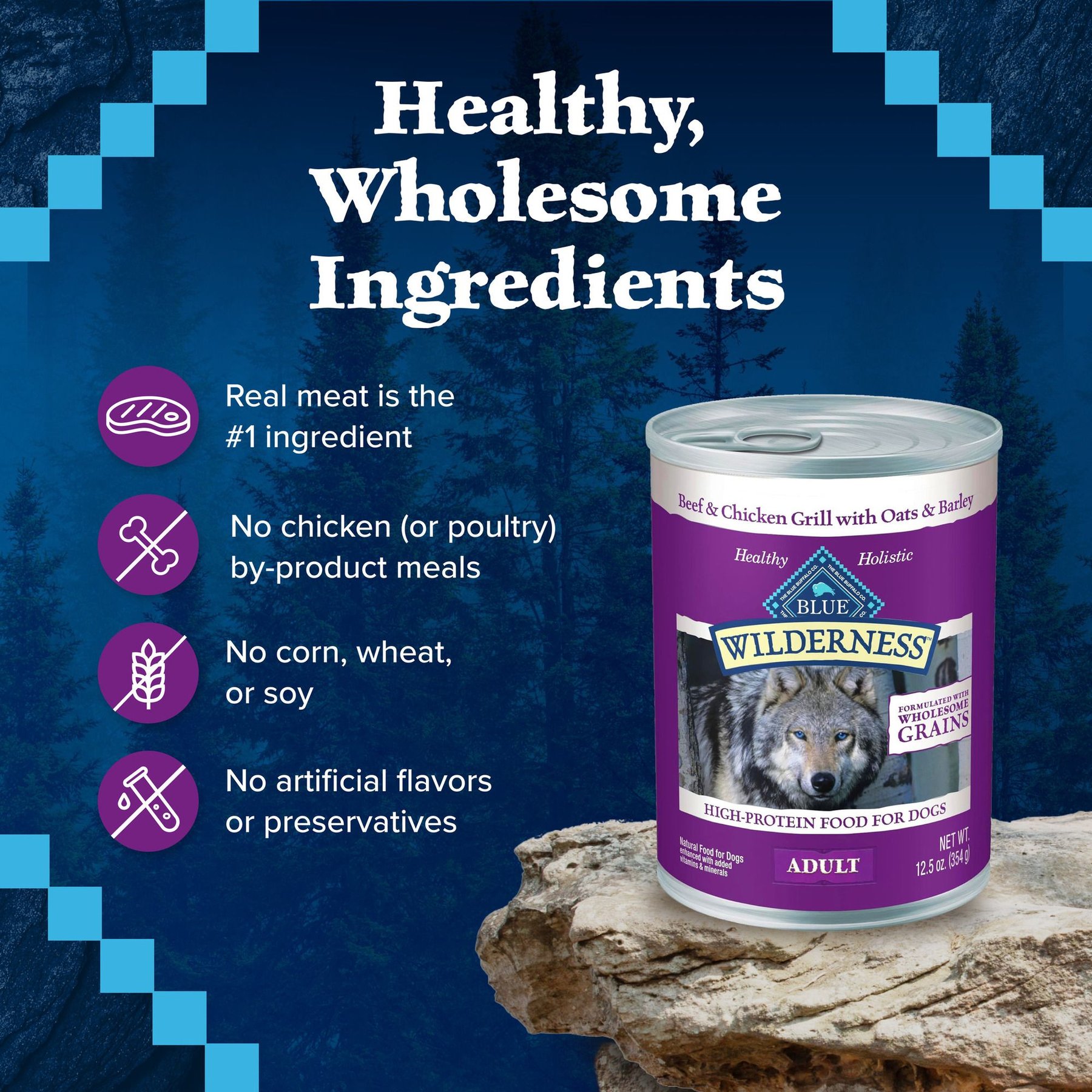 Blue Buffalo Wilderness Adult Wholesome Grains, Beef & Chicken Grill Wet Dog Food