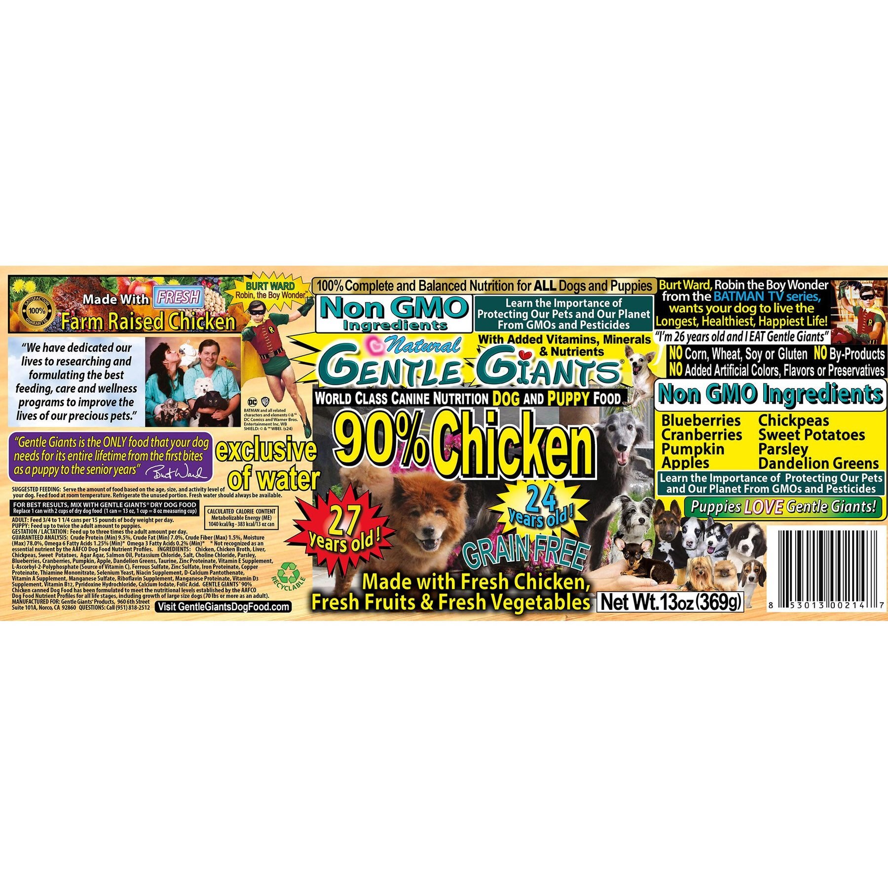 Gentle Giants Natural Non-GMO Puppy Grain-Free Chicken Wet Dog Food