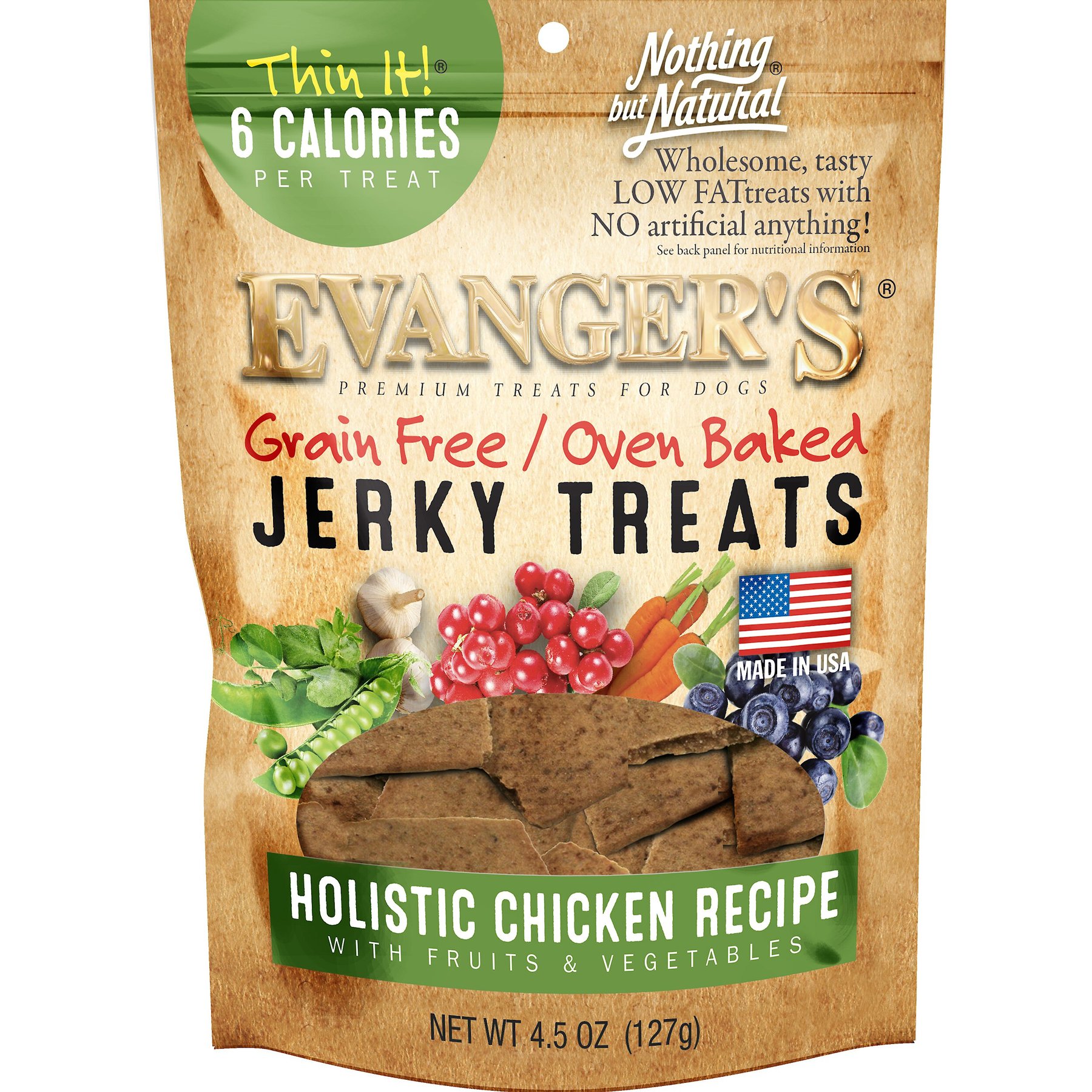 Evanger's Nothing But Natural Organic Chicken with Fruits & Vegetables Jerky Dog Treats