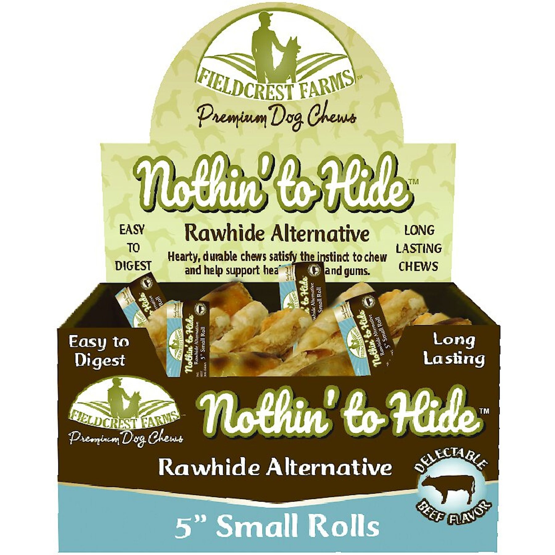 Fieldcrest Farms Nothin' To Hide Rawhide Alternative Small Roll 5" Beef Flavor Natural Chew Dog Treats