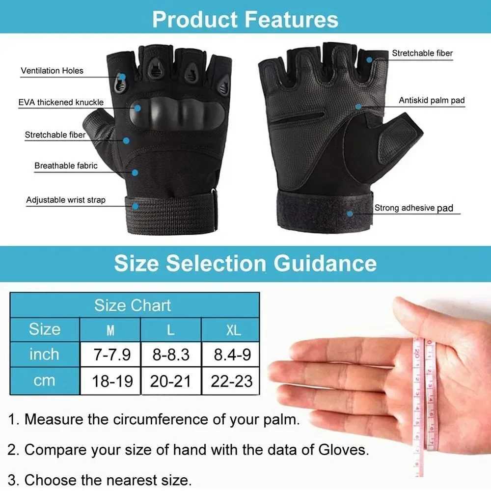 Outdoor Tactical Gloves Half Finger Paintball Airsoft Shot Combat AntiSkid Men Bicyc Cam Hunting Gloves Protective GearXJ250904