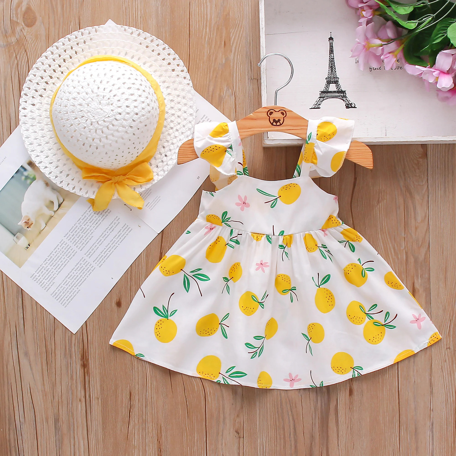 Baby Girl Dress Fruit Print Cotton Fashion Summer Comfortable Breathable Clothes 240416