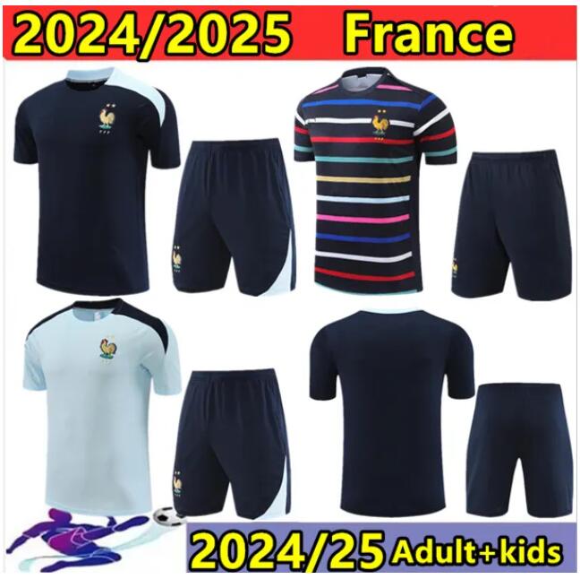 2024/2025 French fra nce tracksuit soccer jersey BENZEMA MBAPPE equipe 24/25 Football training suit Short sleeves chandal de futbol sweatshirt Sweater survetement