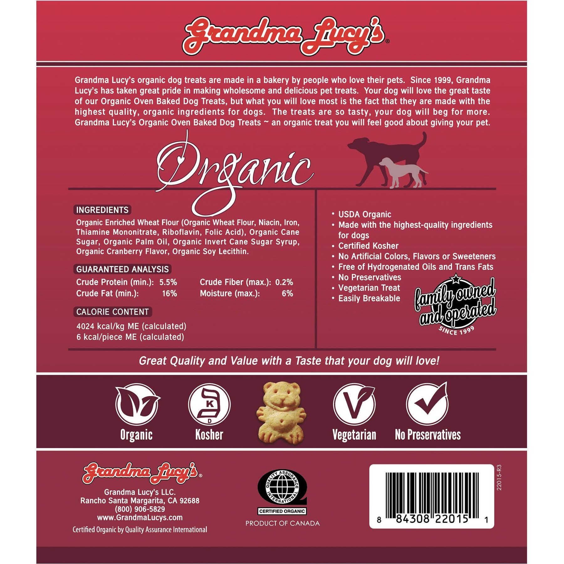 Grandma Lucy's Organic Cranberry Oven Baked Dog Treats