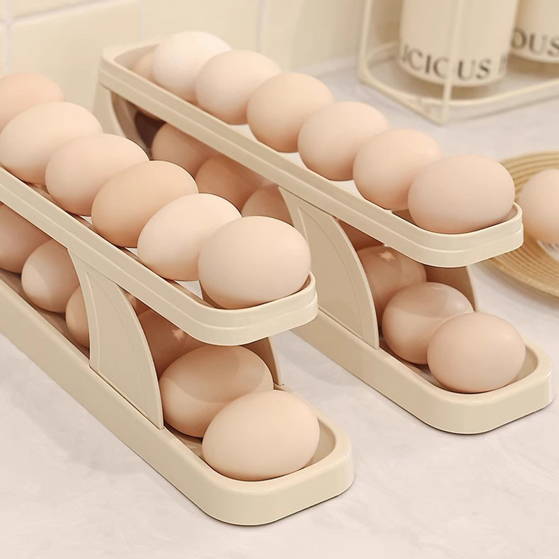 Slide-type egg storage box household refrigerator egg rack holder four-layer automatic roll-down egg box anti-fall egg box