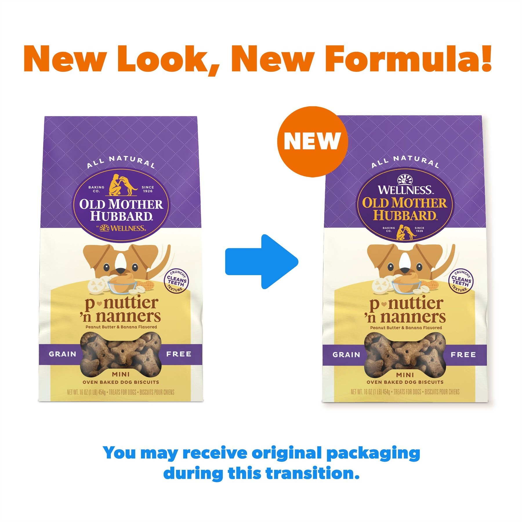 Old Mother Hubbard by Wellness Classic P-Nuttier 'N Nanners Grain-Free Mini Oven-Baked Biscuits Dog Treats