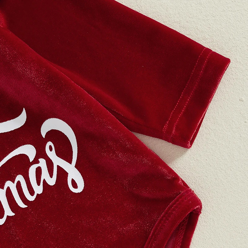 Citgeett winter baby Christmas clothing letter printing long sleeved jumpsuit flash pants hat autumn Christmas clothing set 241121