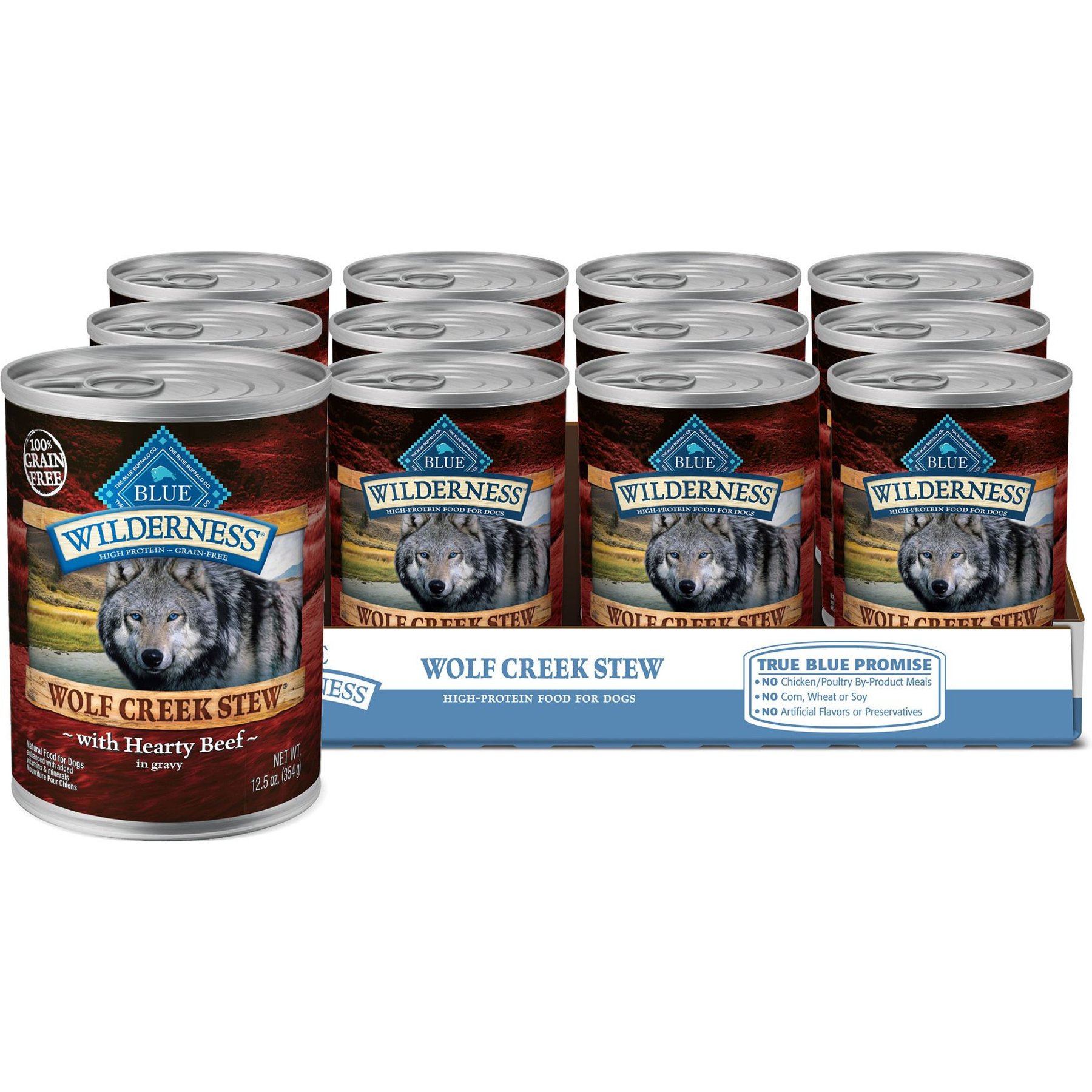 Blue Buffalo Wilderness Wolf Creek Stew High-Protein & Grain-Free Hearty Beef in Gravy Wet Dog Food