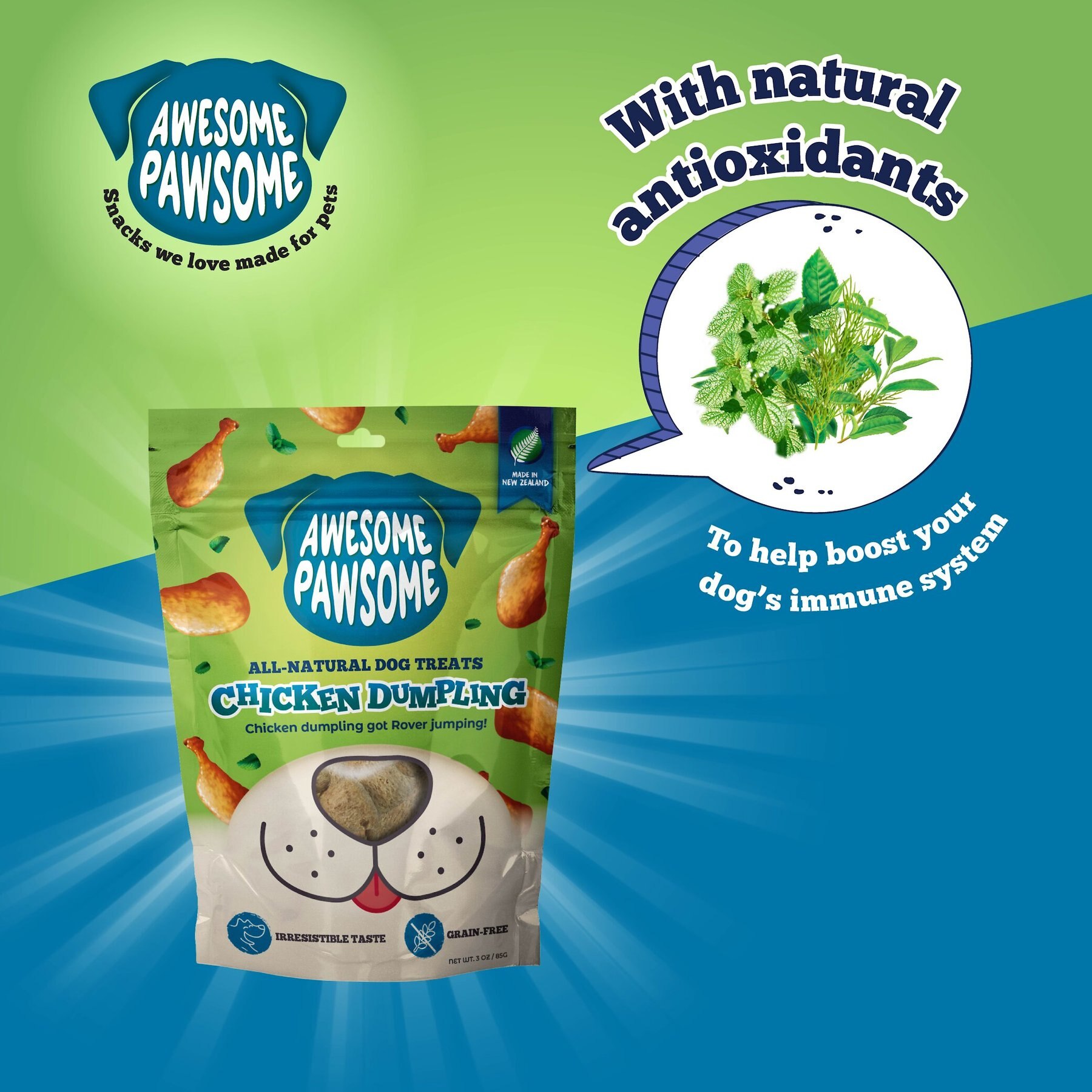 Awesome Pawsome Chicken Dumpling Dog Treats, 3-oz bag
