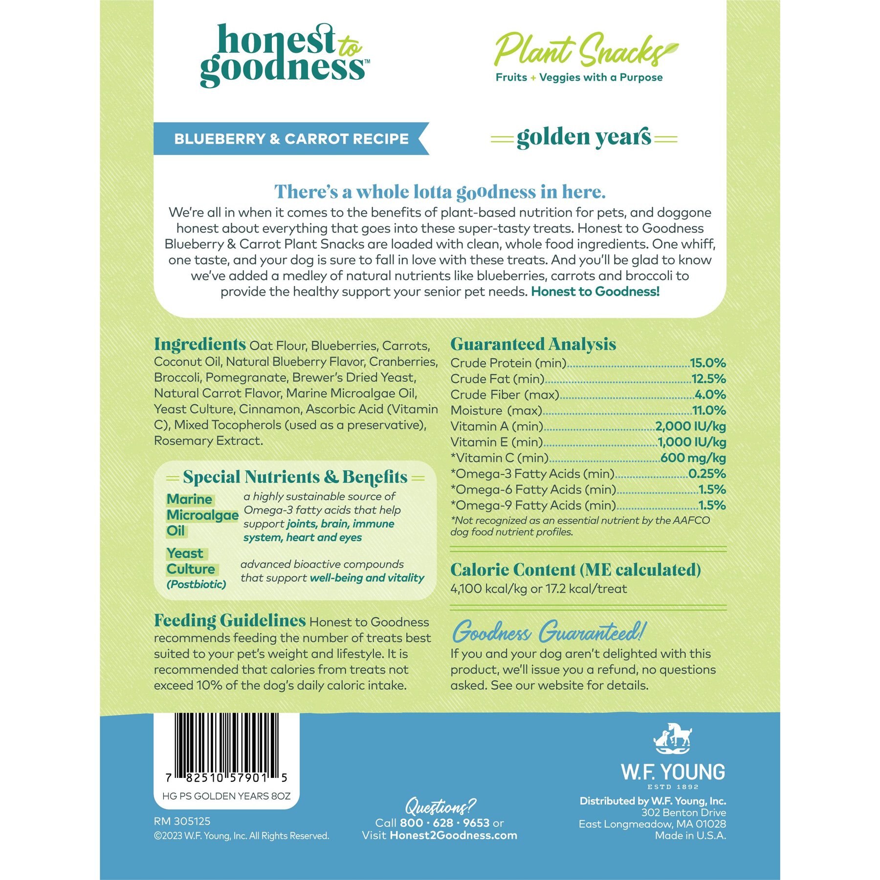 Honest To Goodness Plant Snacks Golden Years Blueberry & Carrot Dog Treats, 8-oz bag