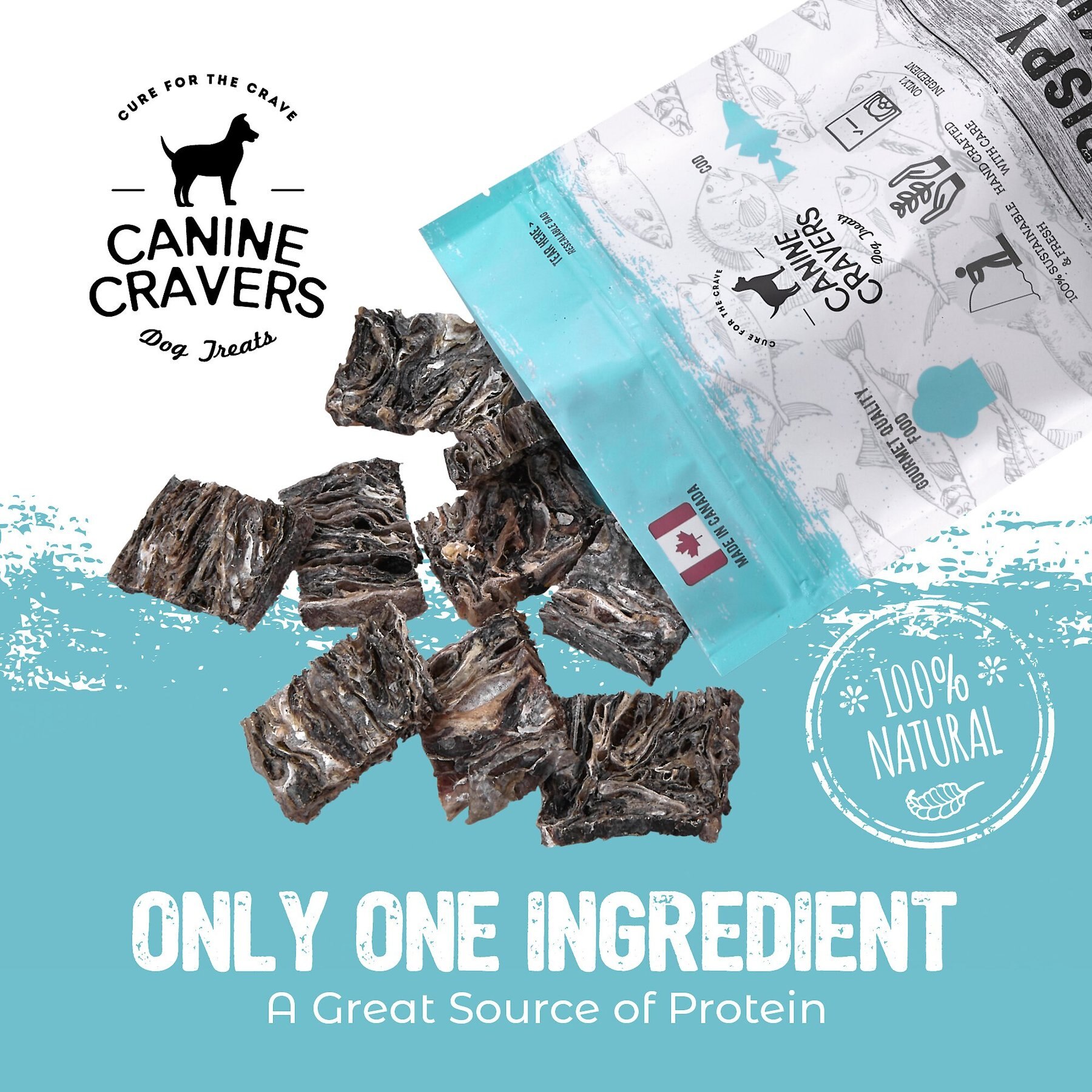Canine Cravers Crispy Cod Skins Dehydrated Dog Treats, 4-oz pouch