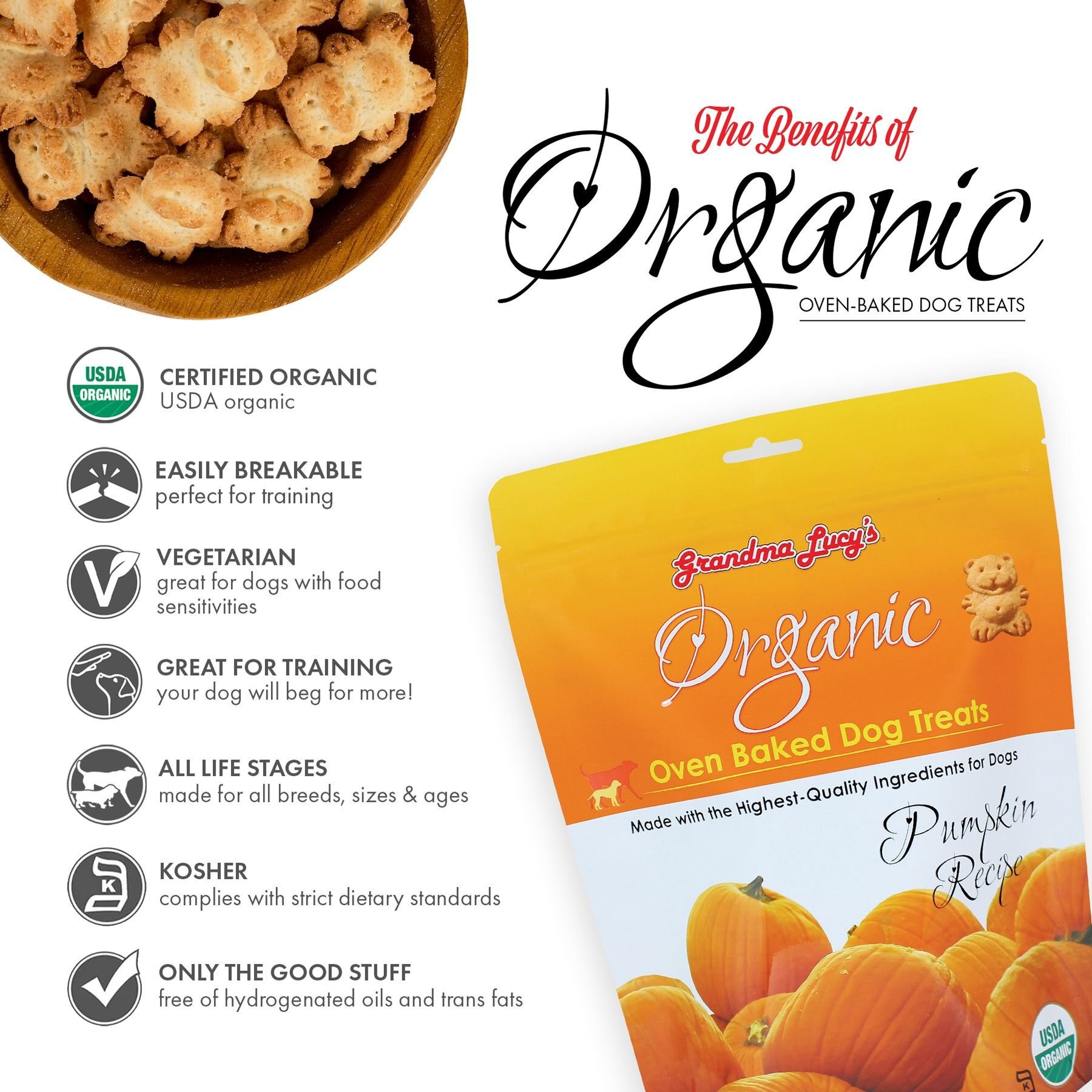 Grandma Lucy's Organic Pumpkin Oven Baked Dog Treats