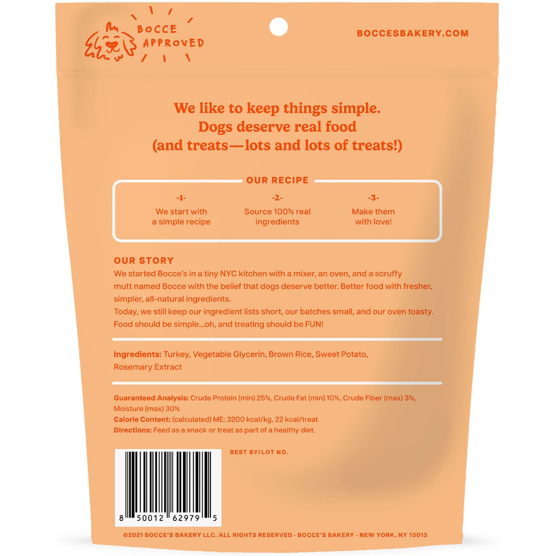 Bocce's Bakery Grazers Turkey Jerky Dog Treats, 4-oz pouch