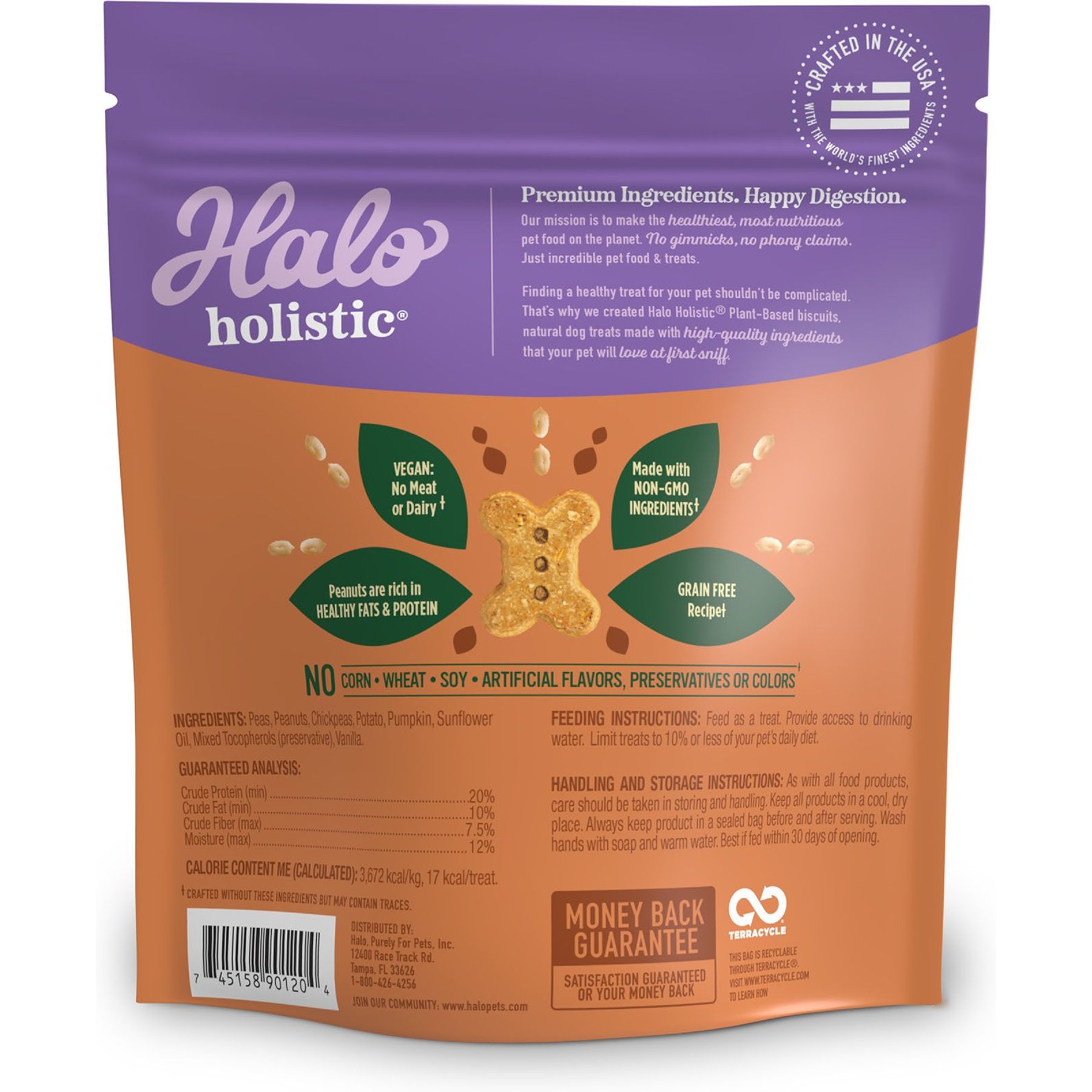 Halo Plant-Based Dog Treats with Peanuts & Pumpkin Vegan Dog Treat