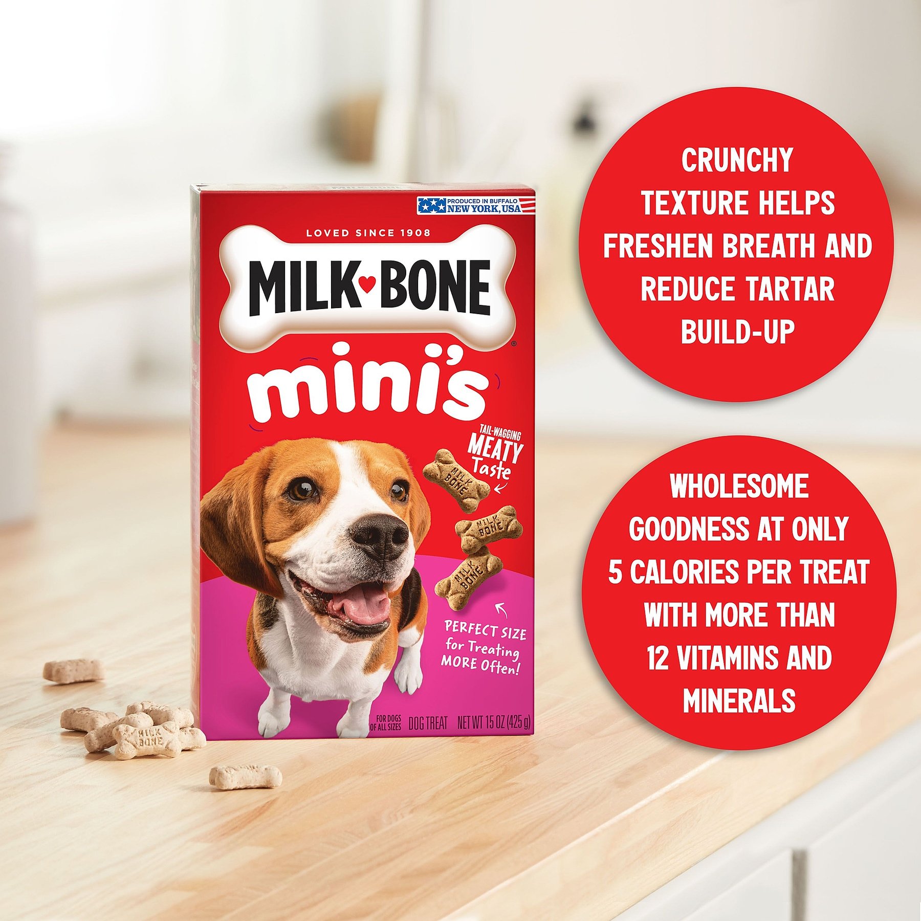 Milk-Bone Mini's Original Dog Biscuits Treats, 15-oz bag, case of 6