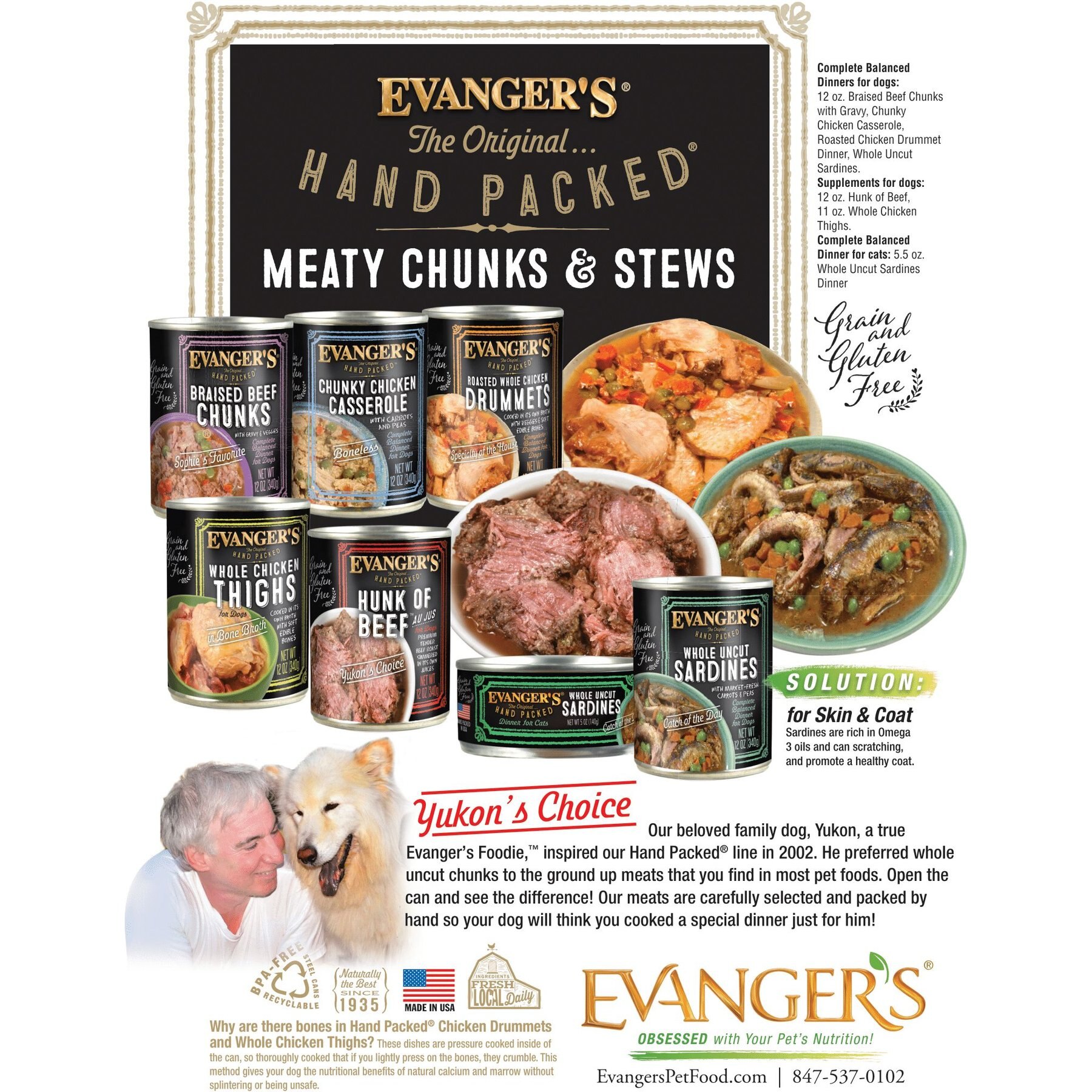 Evanger's Grain-Free Hand Packed Braised Beef Chunks with Gravy Canned Dog Food