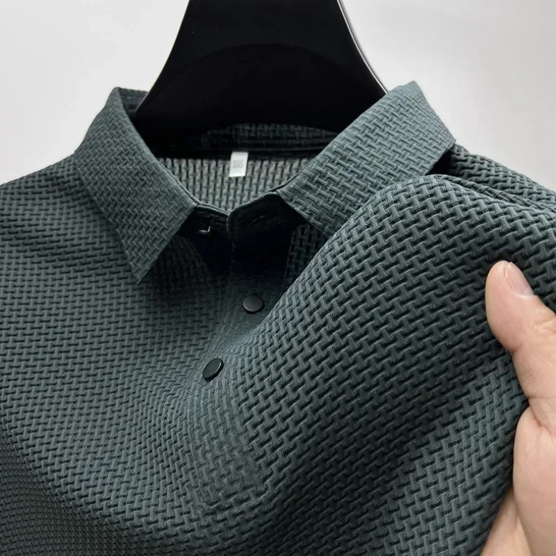 -VIP Link2 Asian Sizes Golf shirt Summer Mens Lop-up Hollow Short-sleeved Polo Shirt Ice Silk 240420