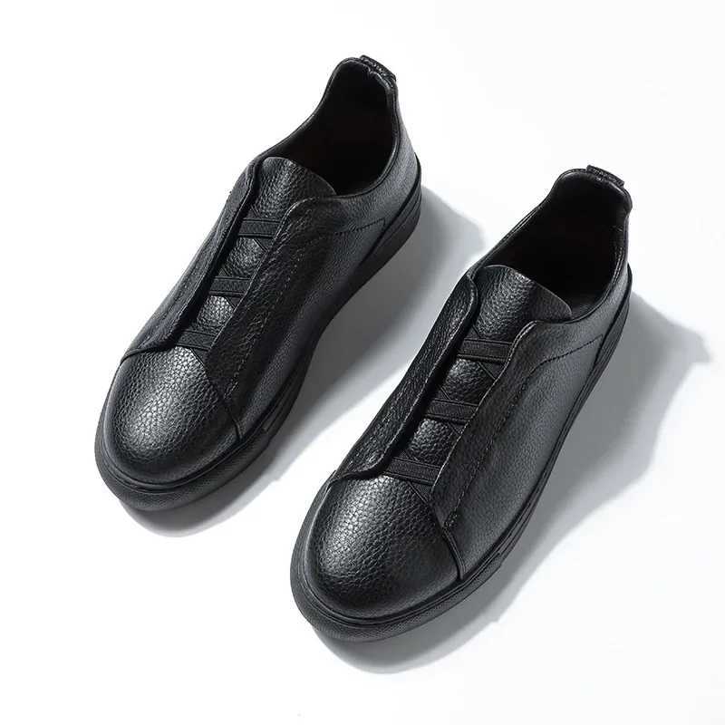 Mens leather cushion non slip walking apartment breathable outdoor non slip casual shoes suitable for mens work and driving sports shoes M241120