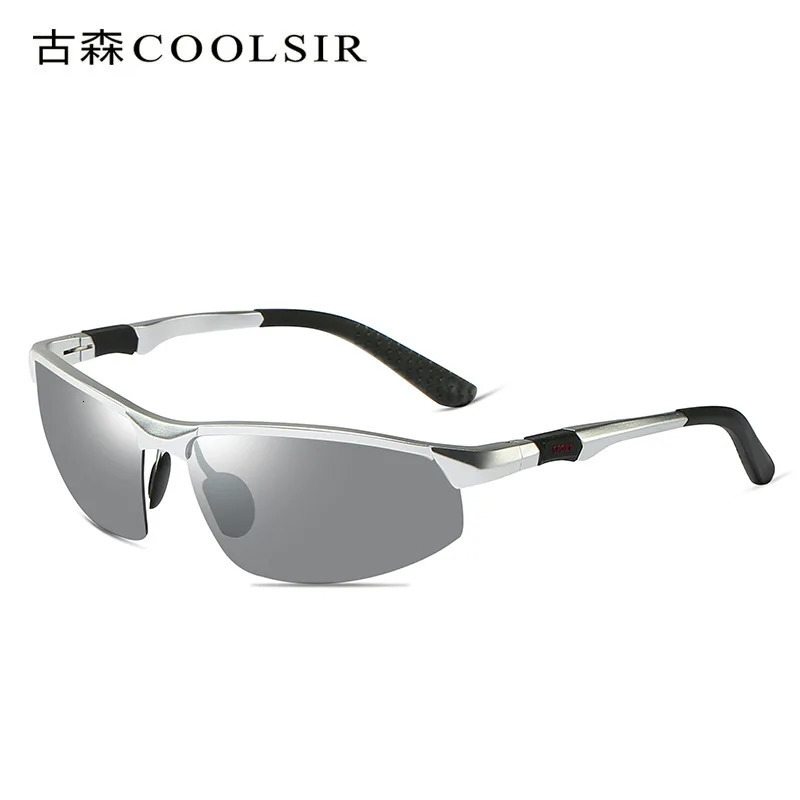 Mens aluminum magnesium sunglasses driving color changing polarizer 3121 240410