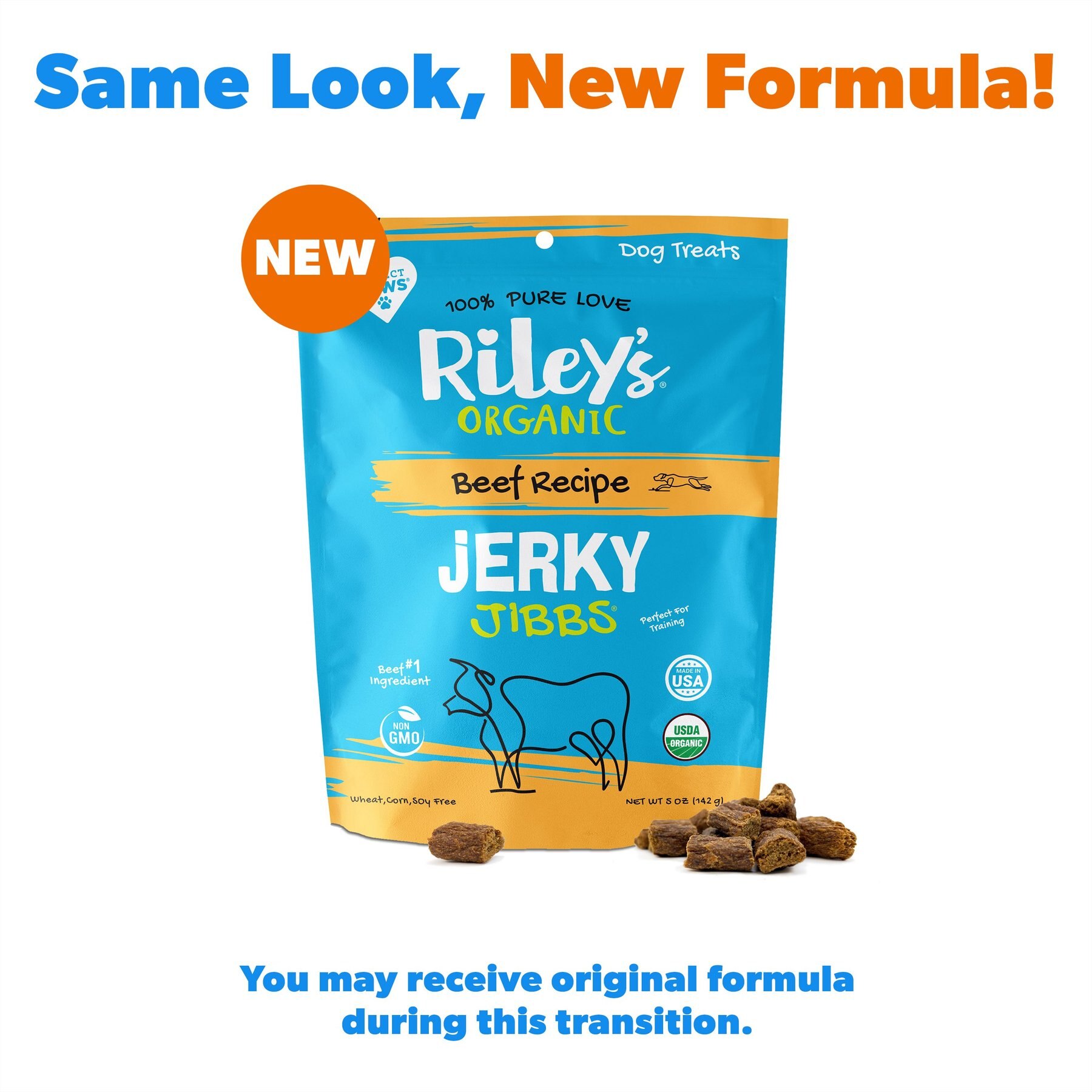 Riley's Jerky Jibbs Beef Recipe Dog Treats, 5-oz pouch