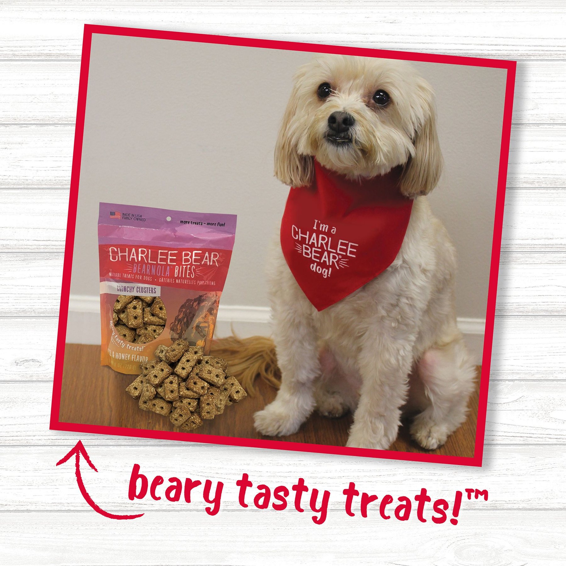 Charlee Bear Bearnola Bites Peanut Butter & Honey Flavor Dog Treats, 8-oz bag