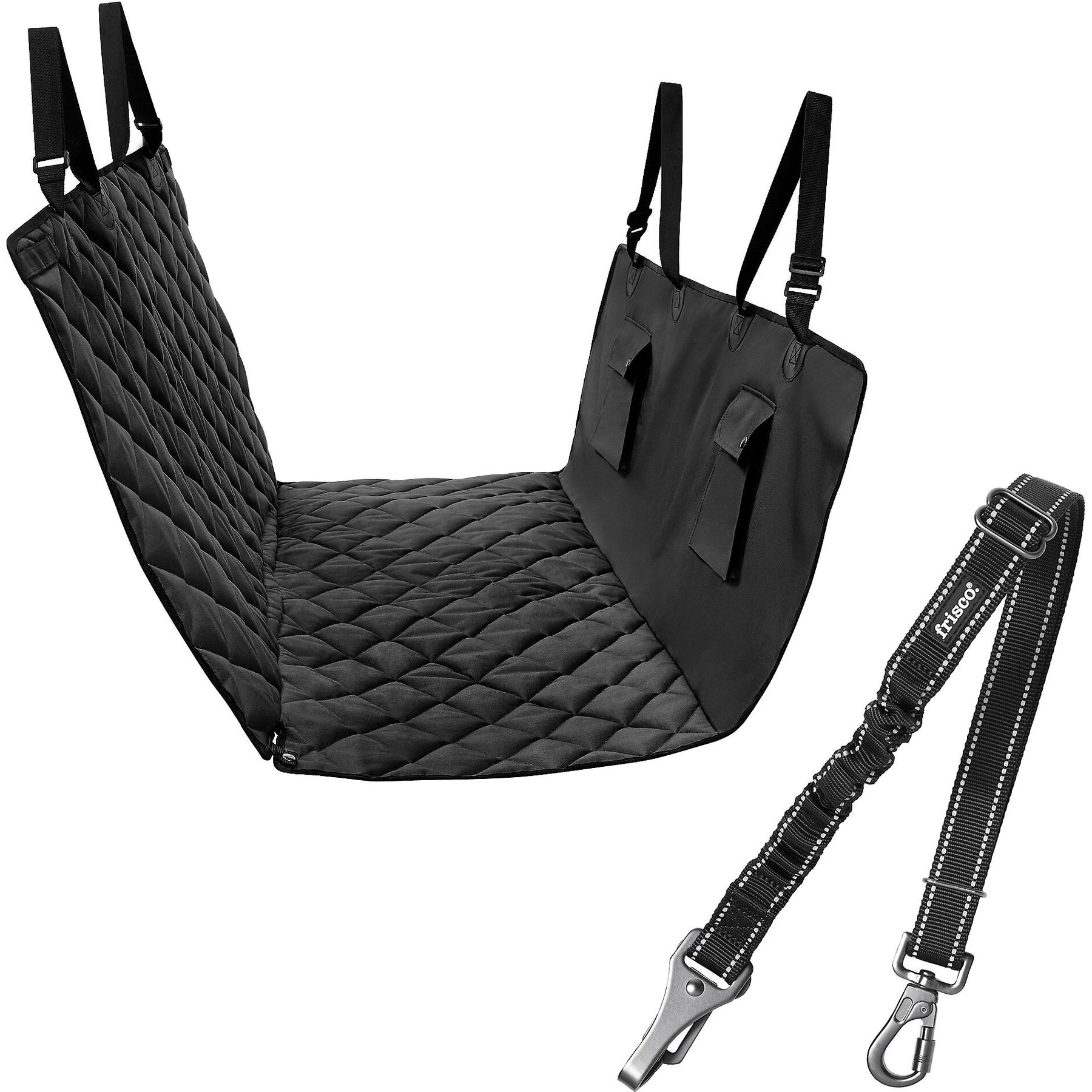 Frisco Adjustable Dog Seatbelt Tether & Frisco Quilted Water Resistant Hammock Car Seat Cover