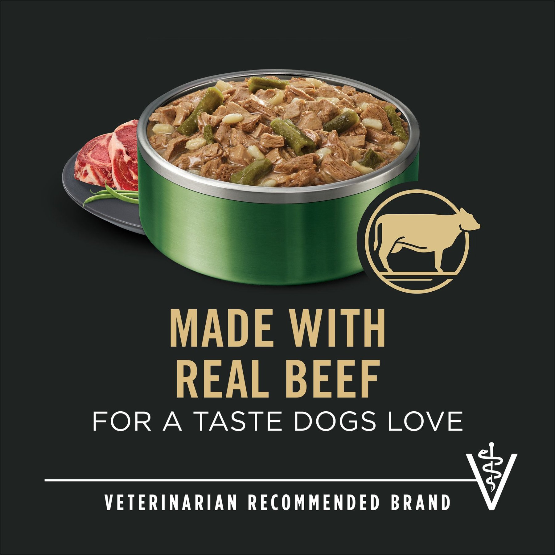 Purina Pro Plan Adult Small Breed High-Protein Beef & Green Beans Entree in Gravy Shredded Wet Dog Food, 5.5-oz can, case of 24