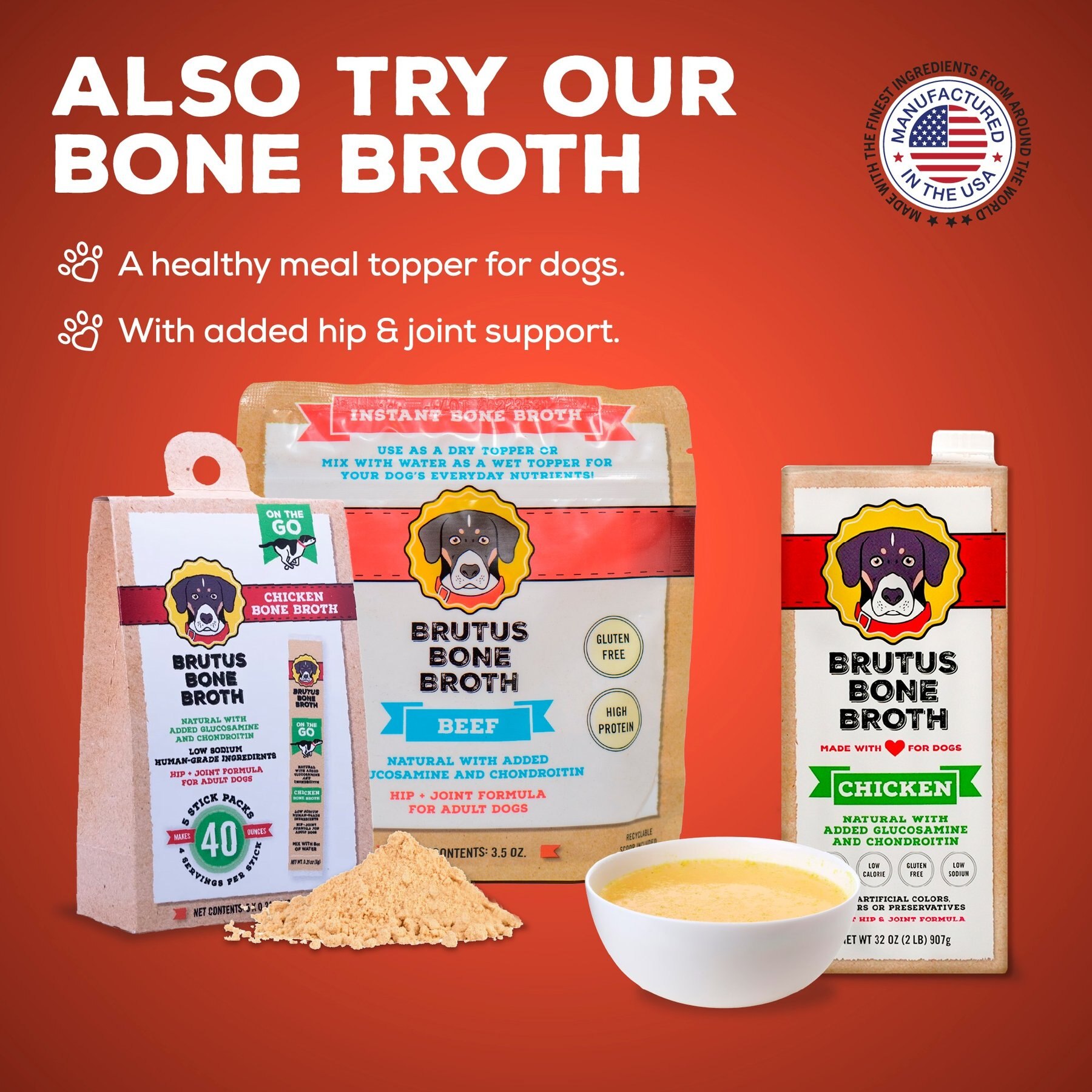 Brutus Broth Bone Broth Biscuits Chicken Dog Treats