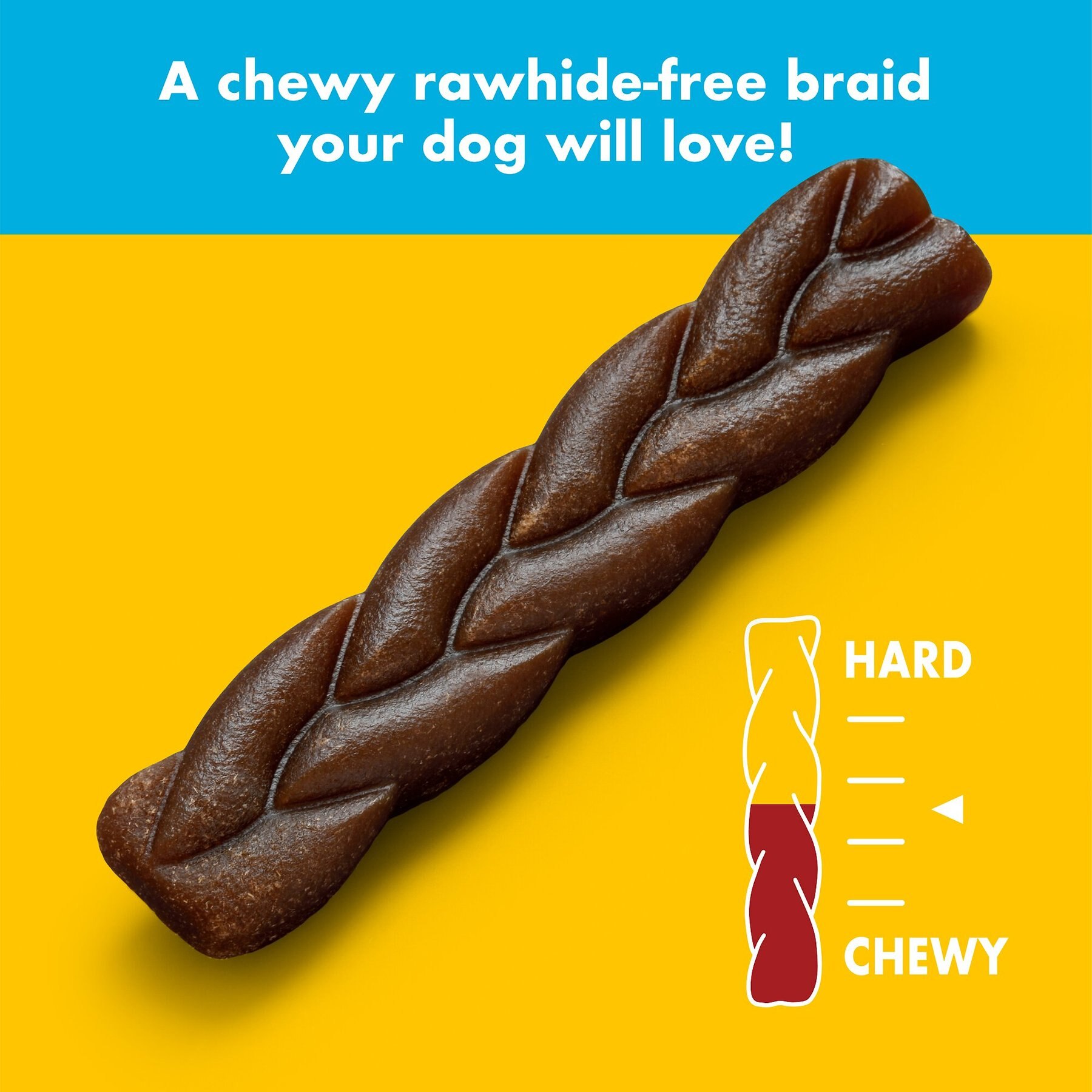 Chewsday Chicken Delight Chew Braids Rawhide-Free Dog Hard Chews, 7 count, Small