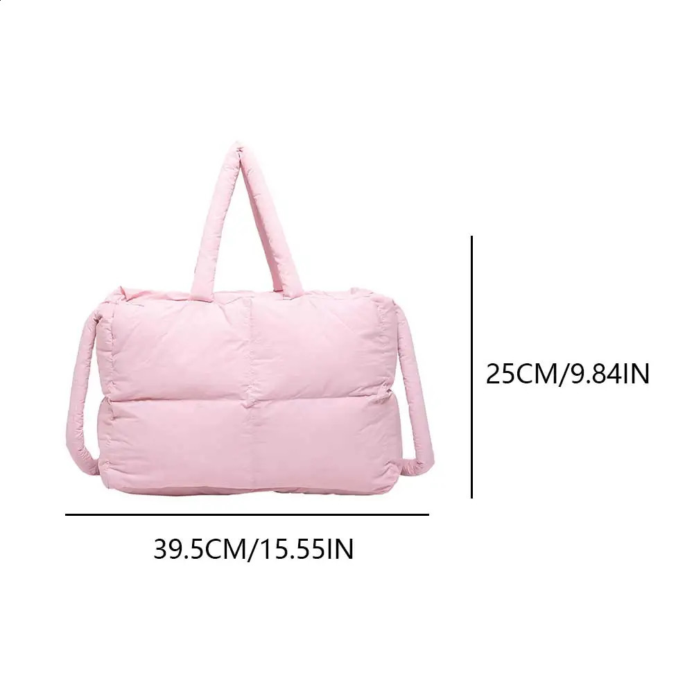 Puffer handbag large bedding shoulder bag lightweight handbag soft cushion pillow shopping bag suitable for womens work and travel 250120