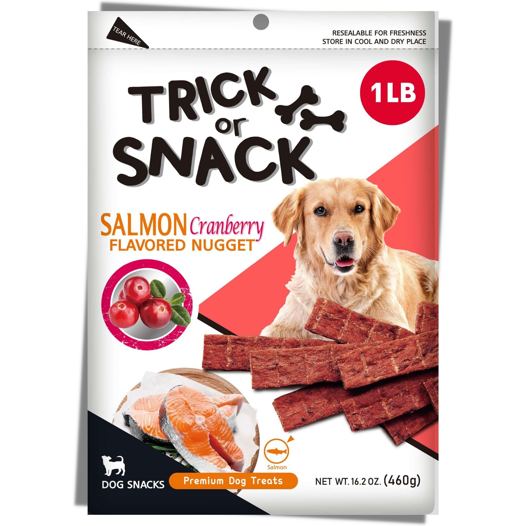Trick or Snack Salmon & Cranberry Flavored Nugget Dog Treats, 1-lb bag