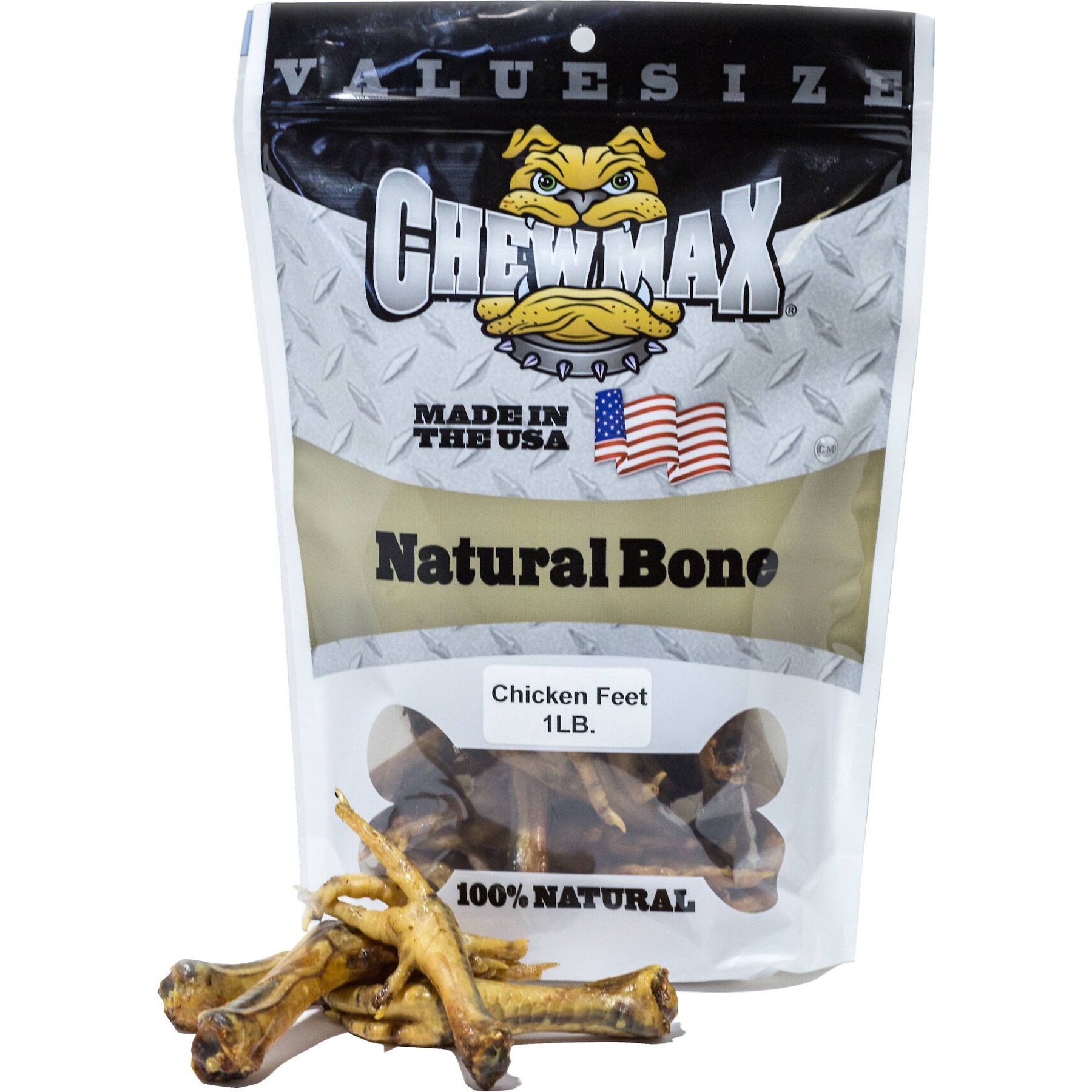 ChewMax Pet Products Chicken Feet Natural Chew Dog Treats, 1-lb bag