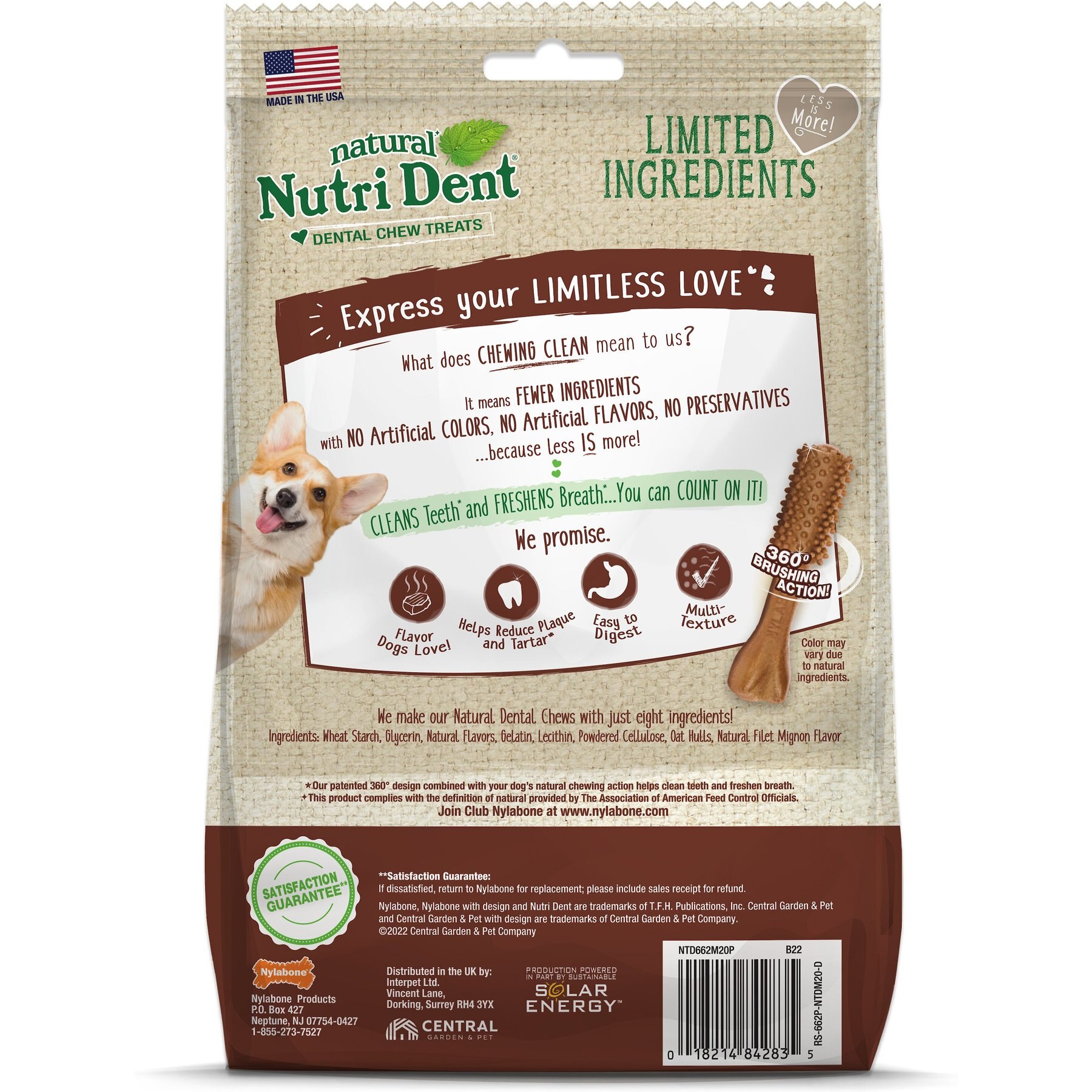 Nylabone Nutri Dent Filet Mignon Flavored Dog Dental Chews