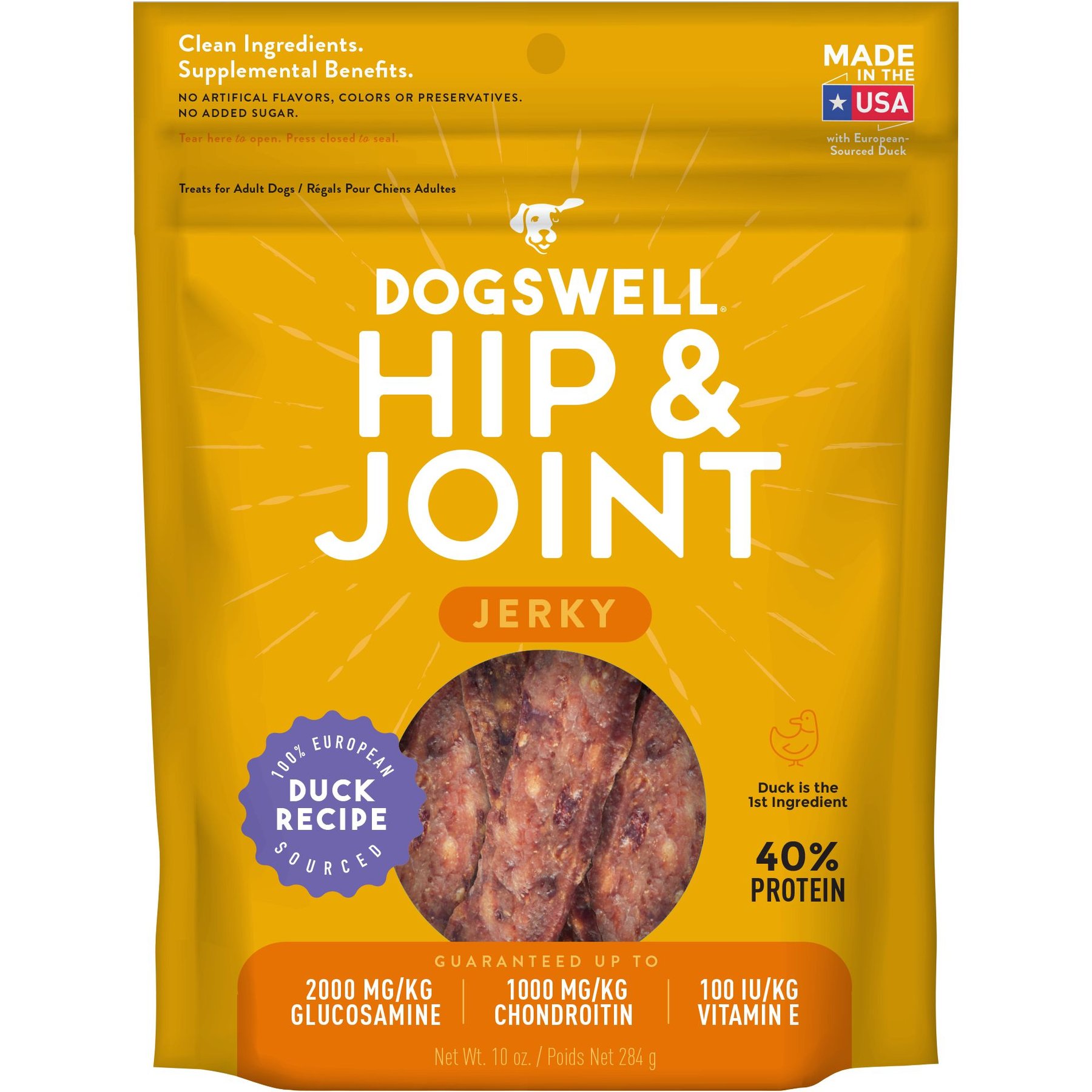 Dogswell Jerky Hip & Joint Duck Recipe Grain-Free Dog Treats