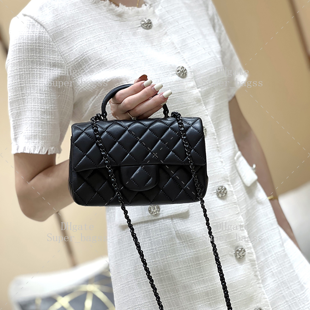 Luxury mini handbag with top handle crossbody bag super quality designer bag 20cm sheepskin leather evening wear bag chain strap bag box 24C06g