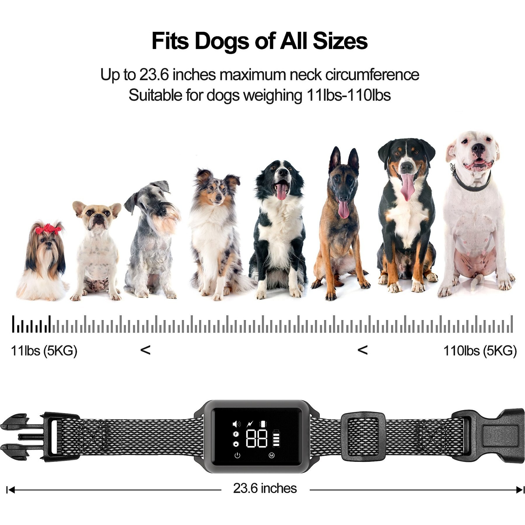 Petdiary Smart Waterproof Static Dog Bark Collar, Small, Dark Gray Free shipping
